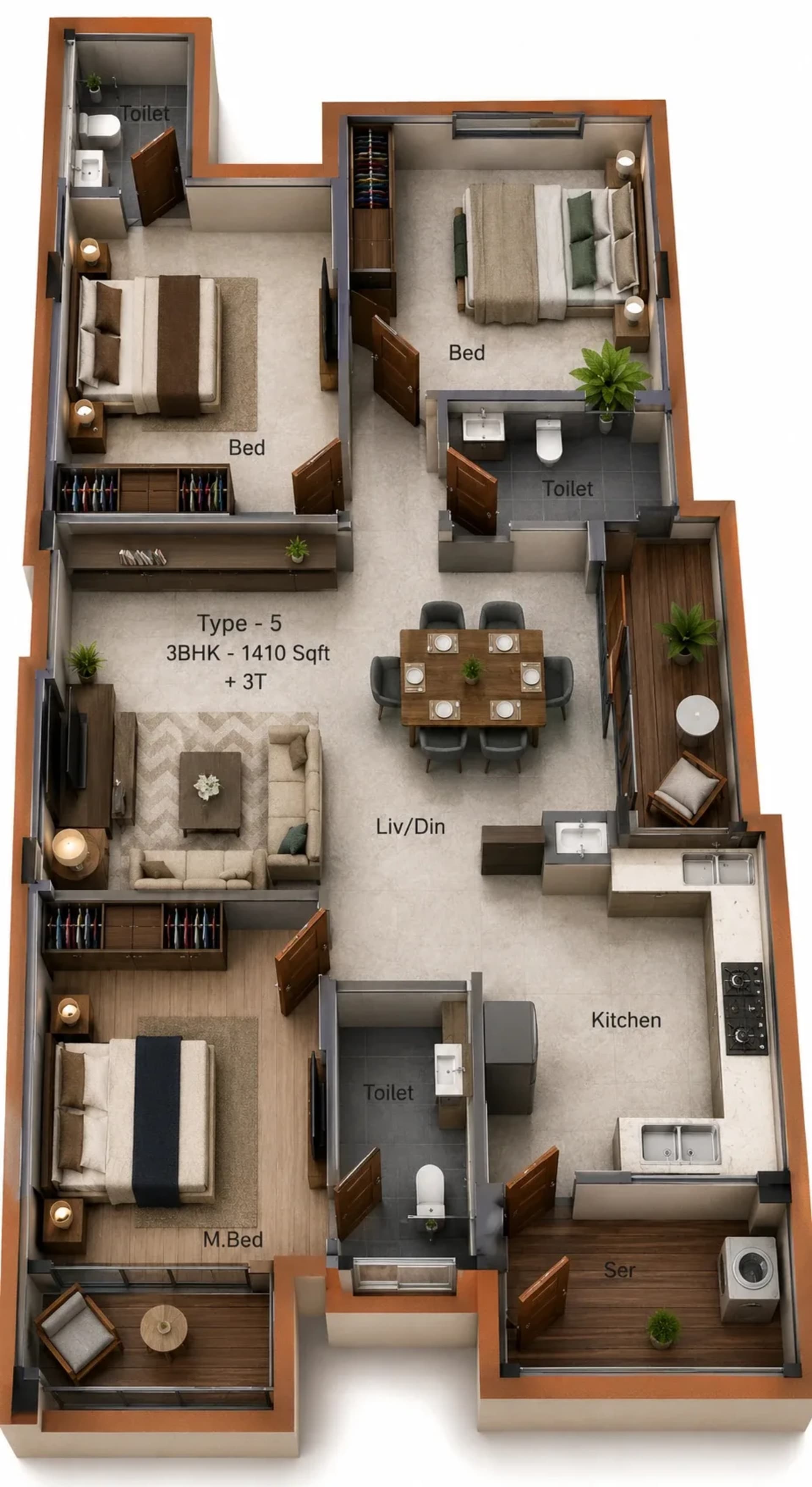 3 BHK Apartment Floor Plan – SIS Isfahan