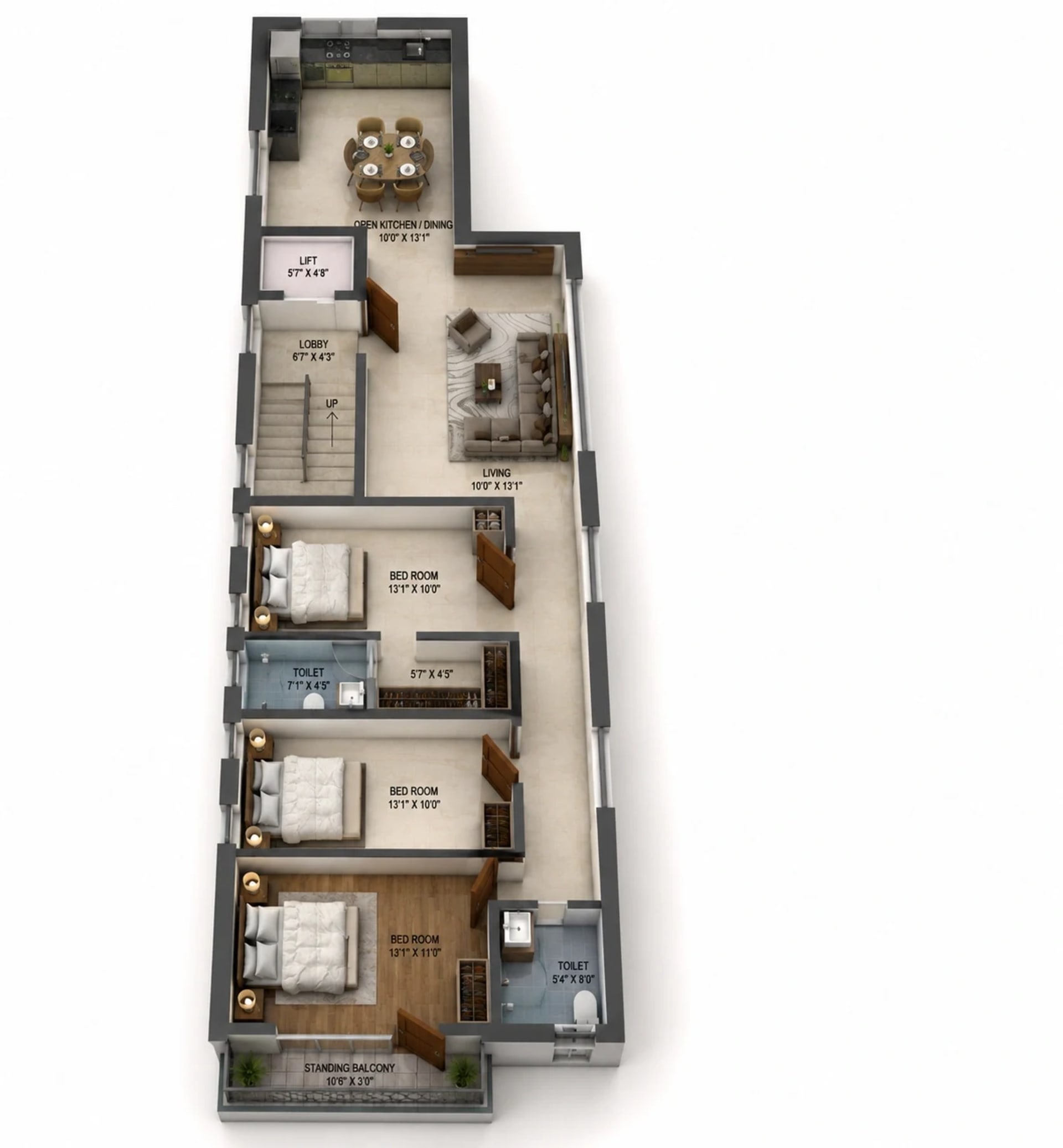 3 BHk Apartment Floor Plan – Harmony Gurukripa