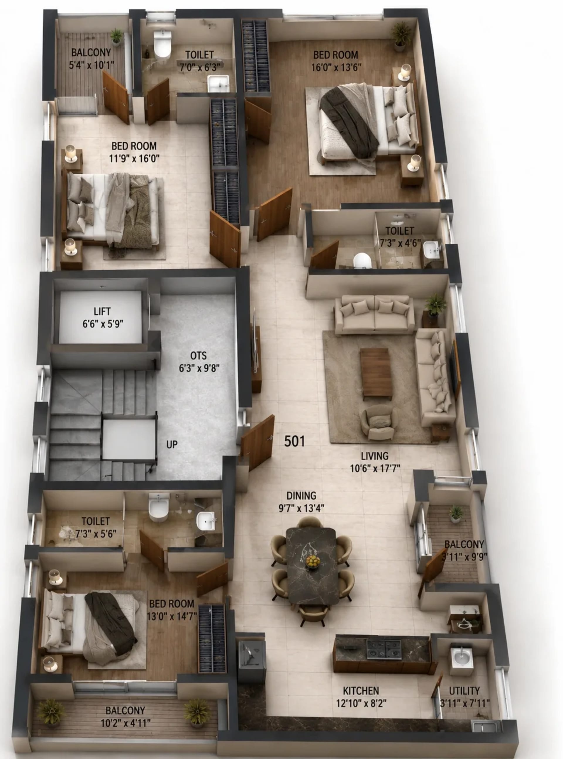3 BHK Apartment Floor Plan – Harmony Sakthi