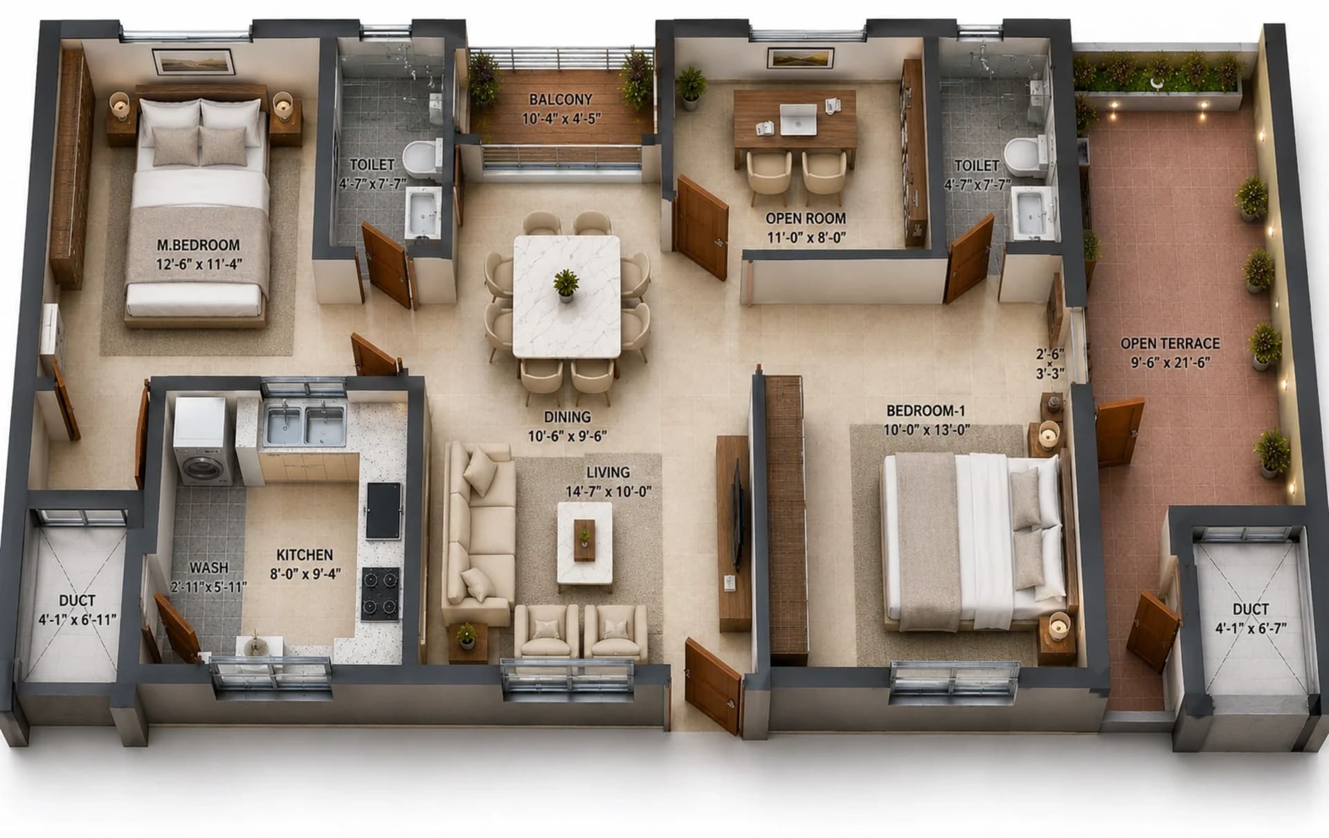 2 BHK Apartment Floor Plan – Silversky The Edge