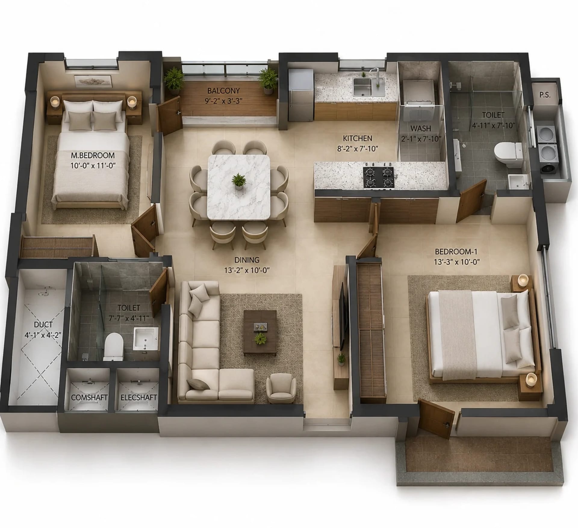 2 BHK Apartment Floor Plan – Silversky The Edge