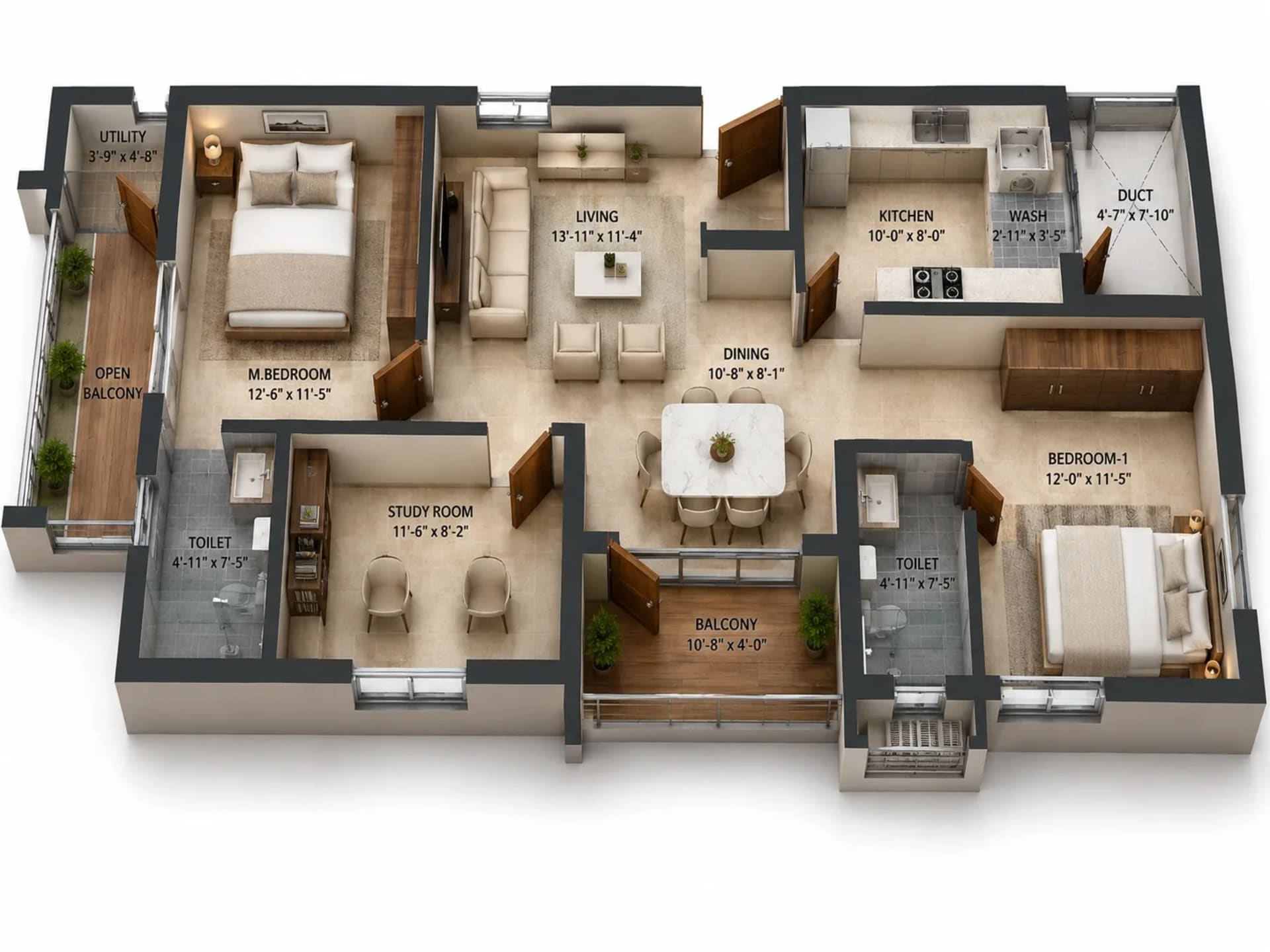 2 BHK Apartment Floor Plan – Silversky The Edge