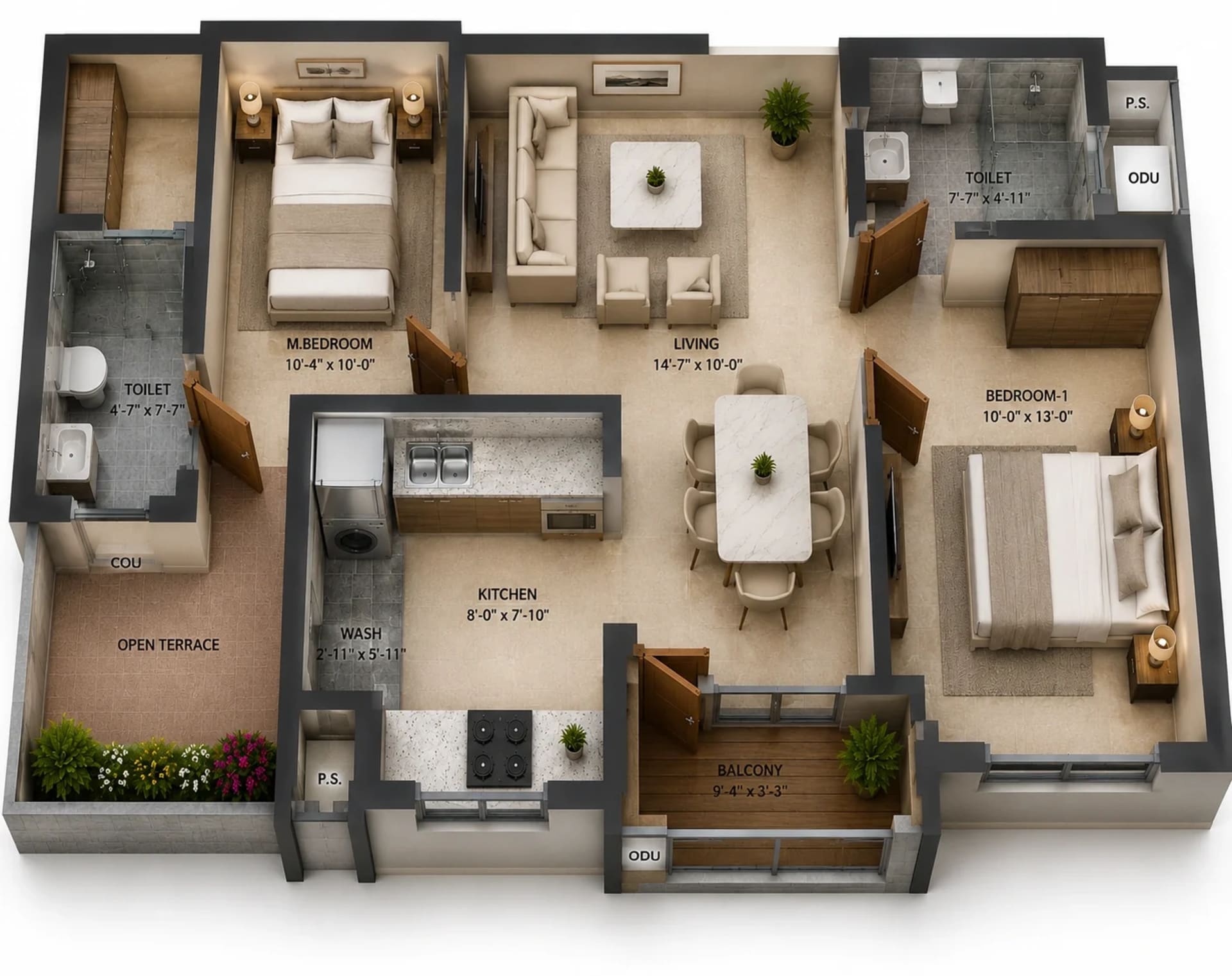 2 BHK Apartment Floor Plan – Silversky The Edge
