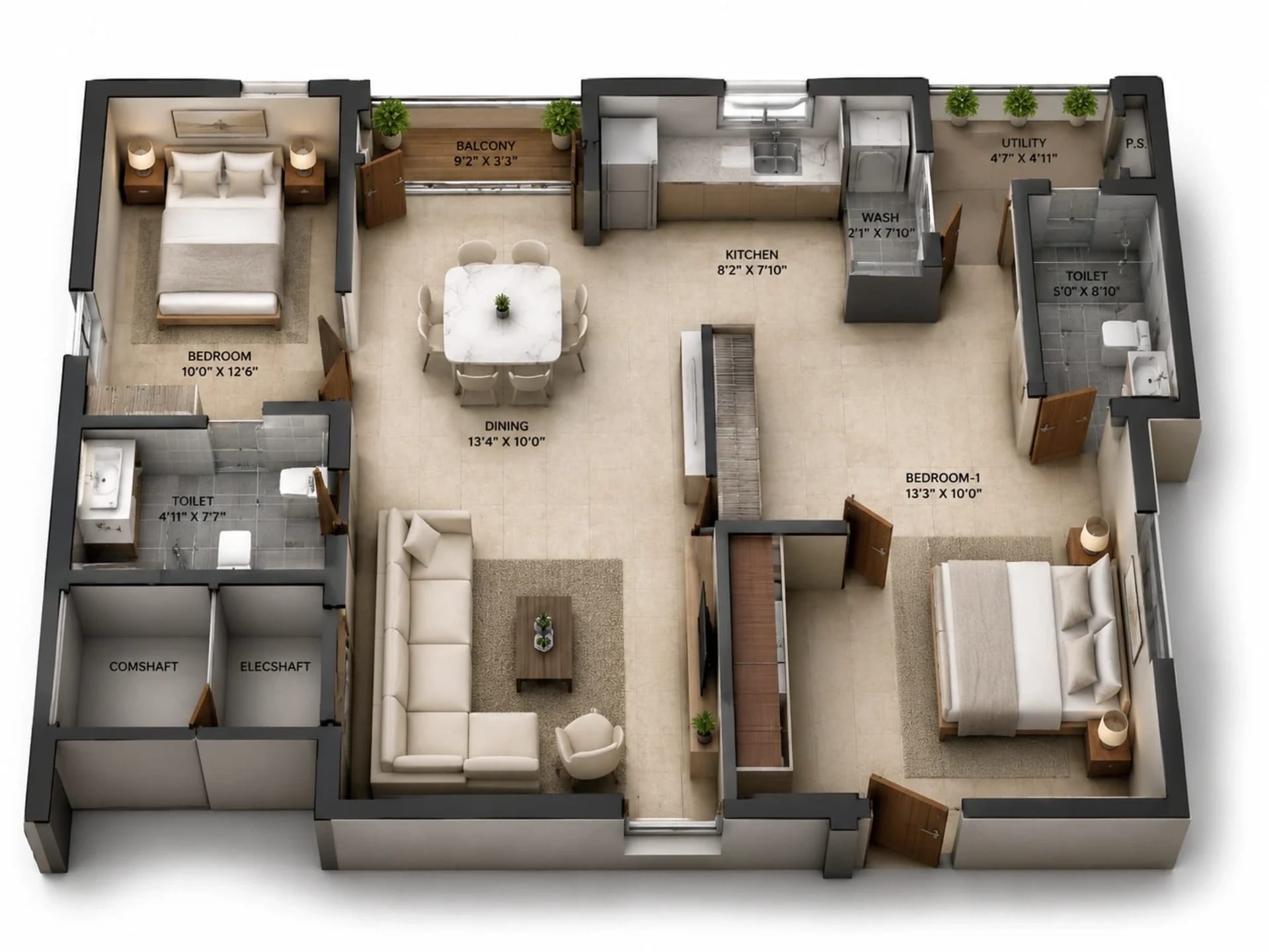 2 BHK Apartment Floor Plan – Silversky The Edge