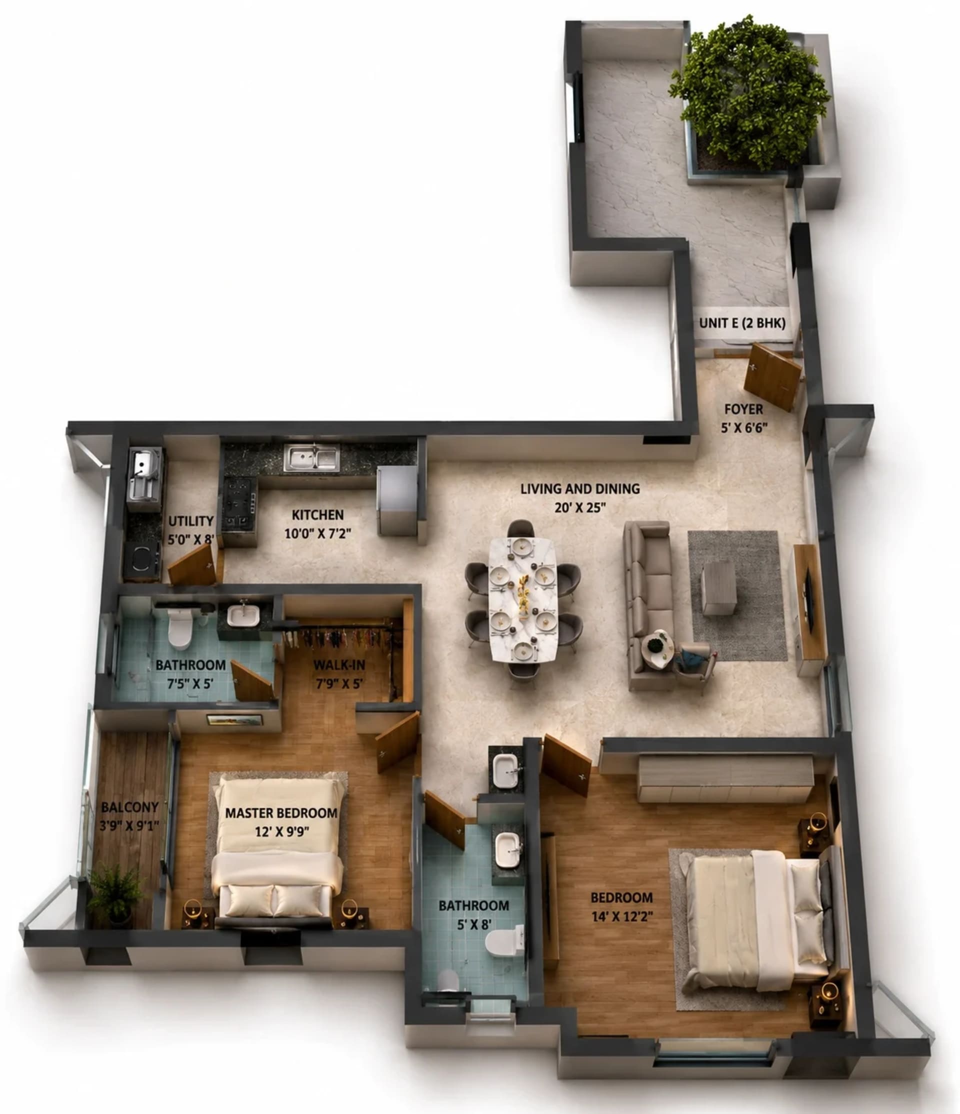 2 BHK Apartment Floor Plan – Silversky Megh Aarika