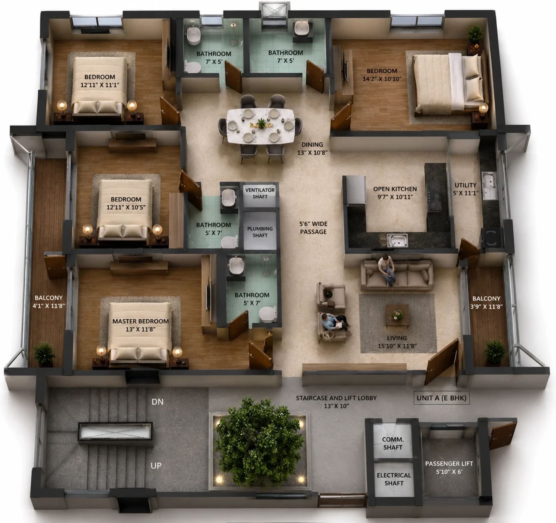 4 BHK Apartment Floor Plan – Silversky Megh Aarika