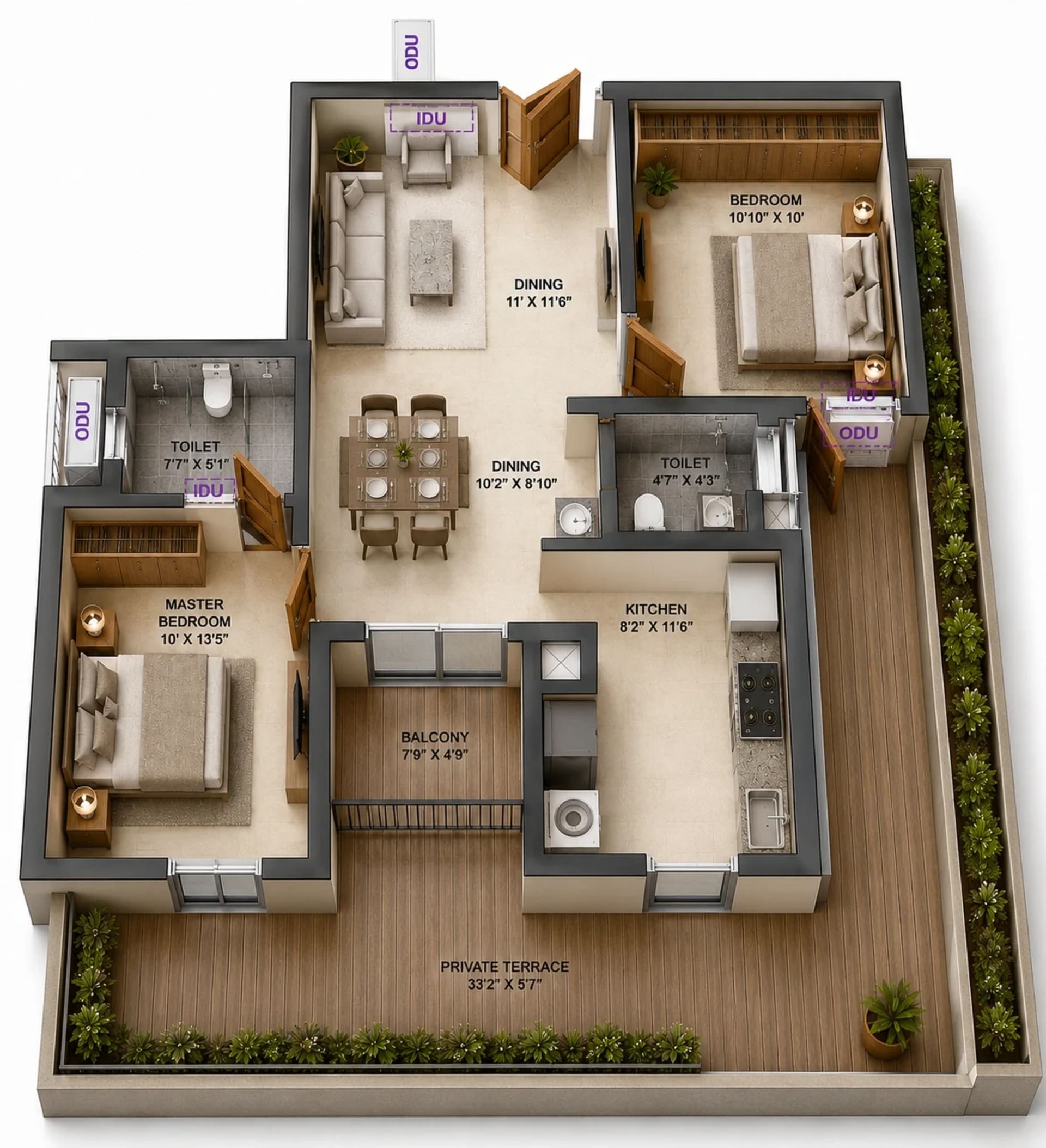 2 BHK Apartment Floor Plan – Sidharth Square