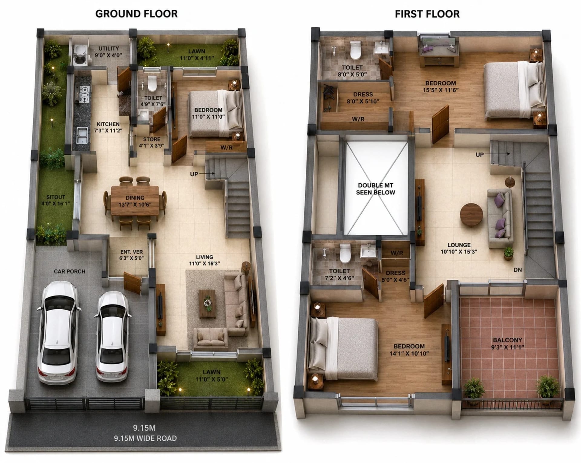 3 BHK Villa Floor Plan – S&P The Address Phase II