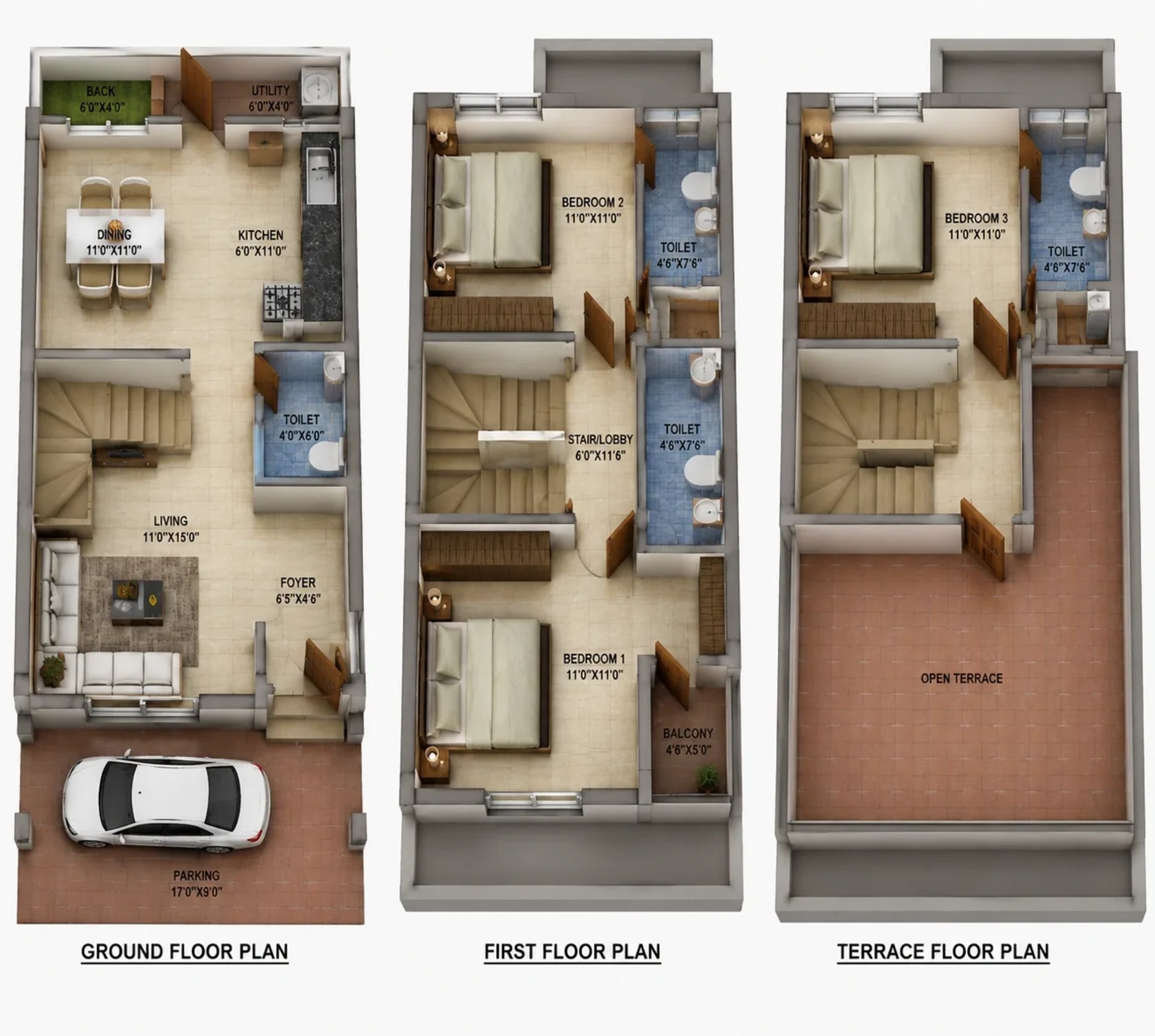 3 BHK Villa Floor Plan – BSCPL Bollineni Renata Villa