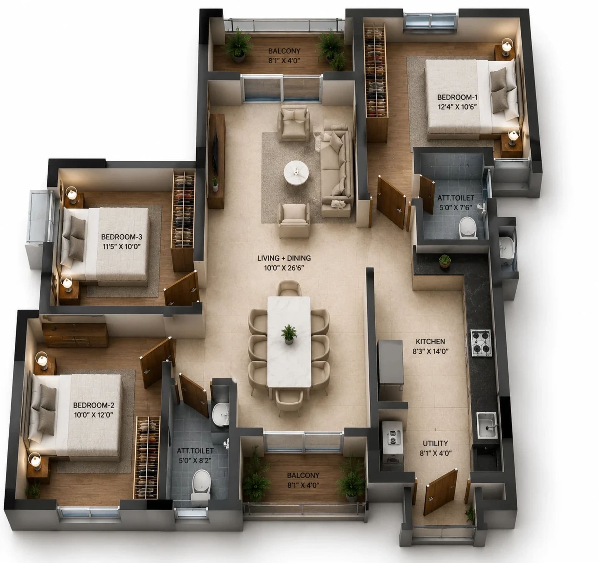 2.5 BHK Apartment Floor Plan – Tulive Azpire