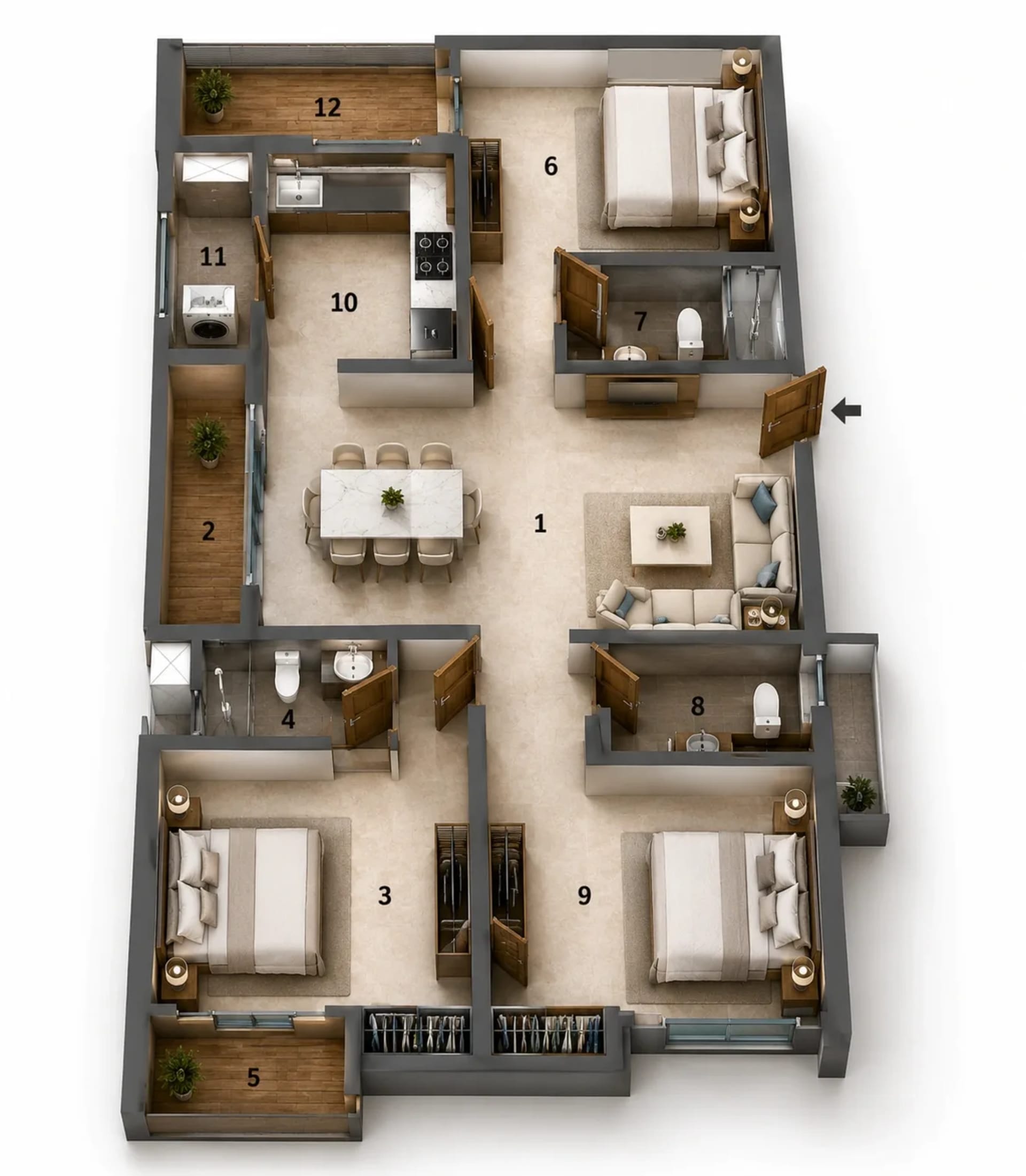 3 BHK Apartment Floor Plan – Jains Anushree