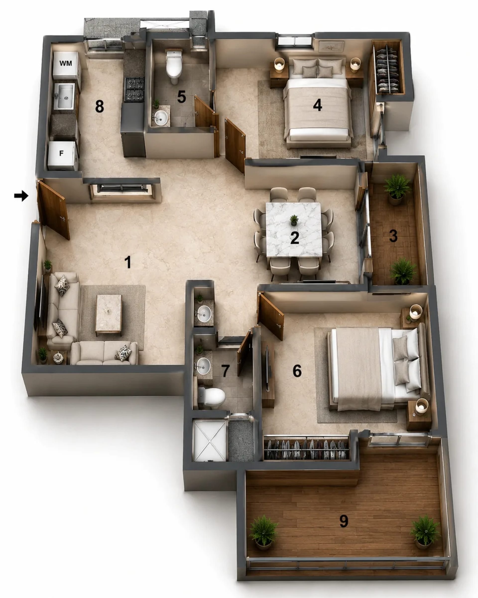 2 BHK Apartment Floor Plan – Jains Anushree