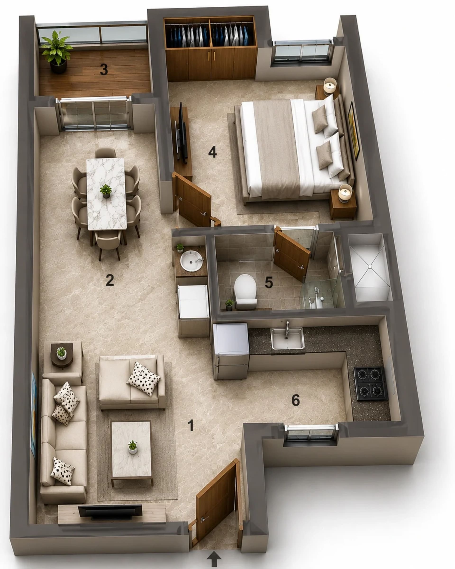 1 BHK Apartment Floor Plan – Jains Aadhya