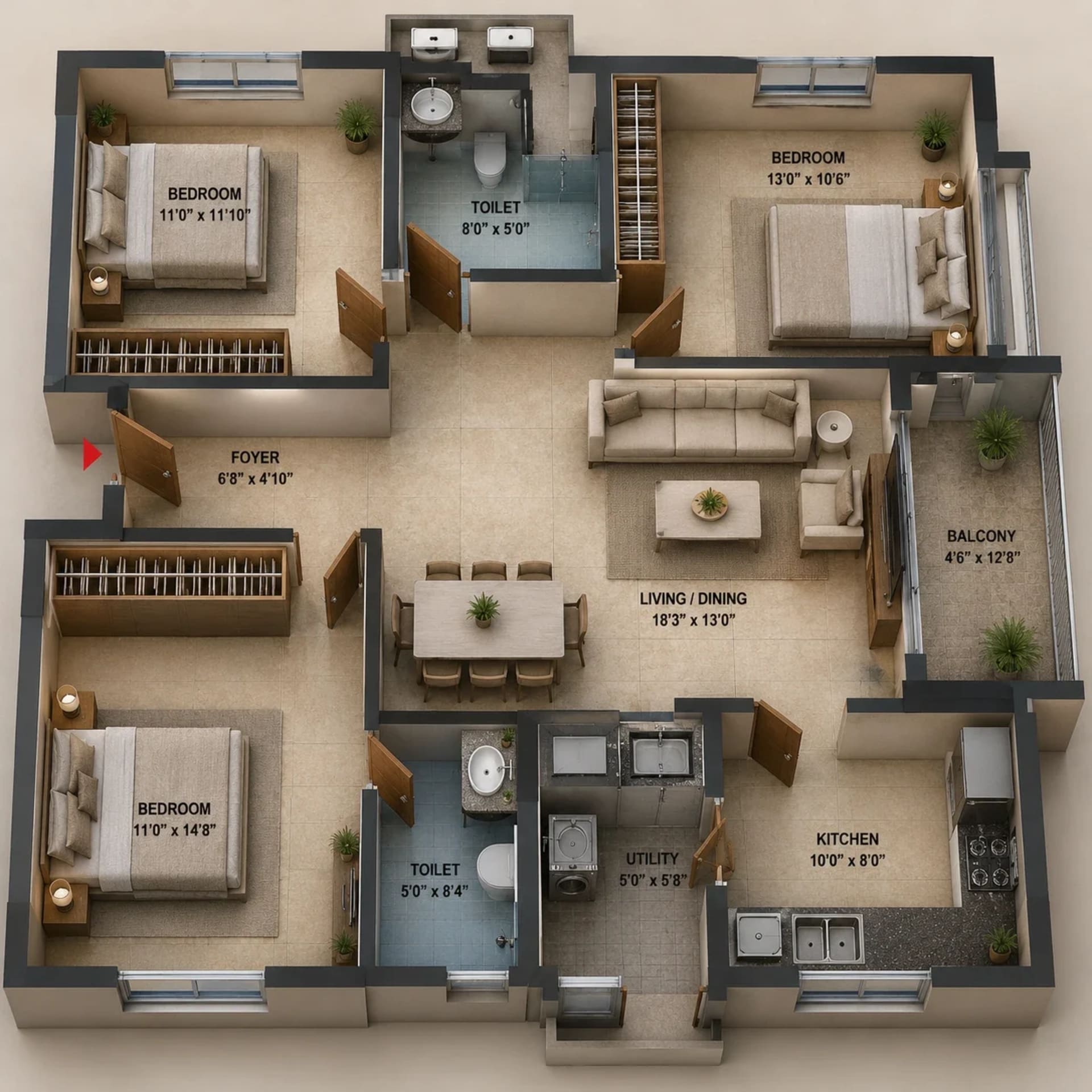2.5 BHK Apartment Floor Plan – NCC Urban Signature Towers