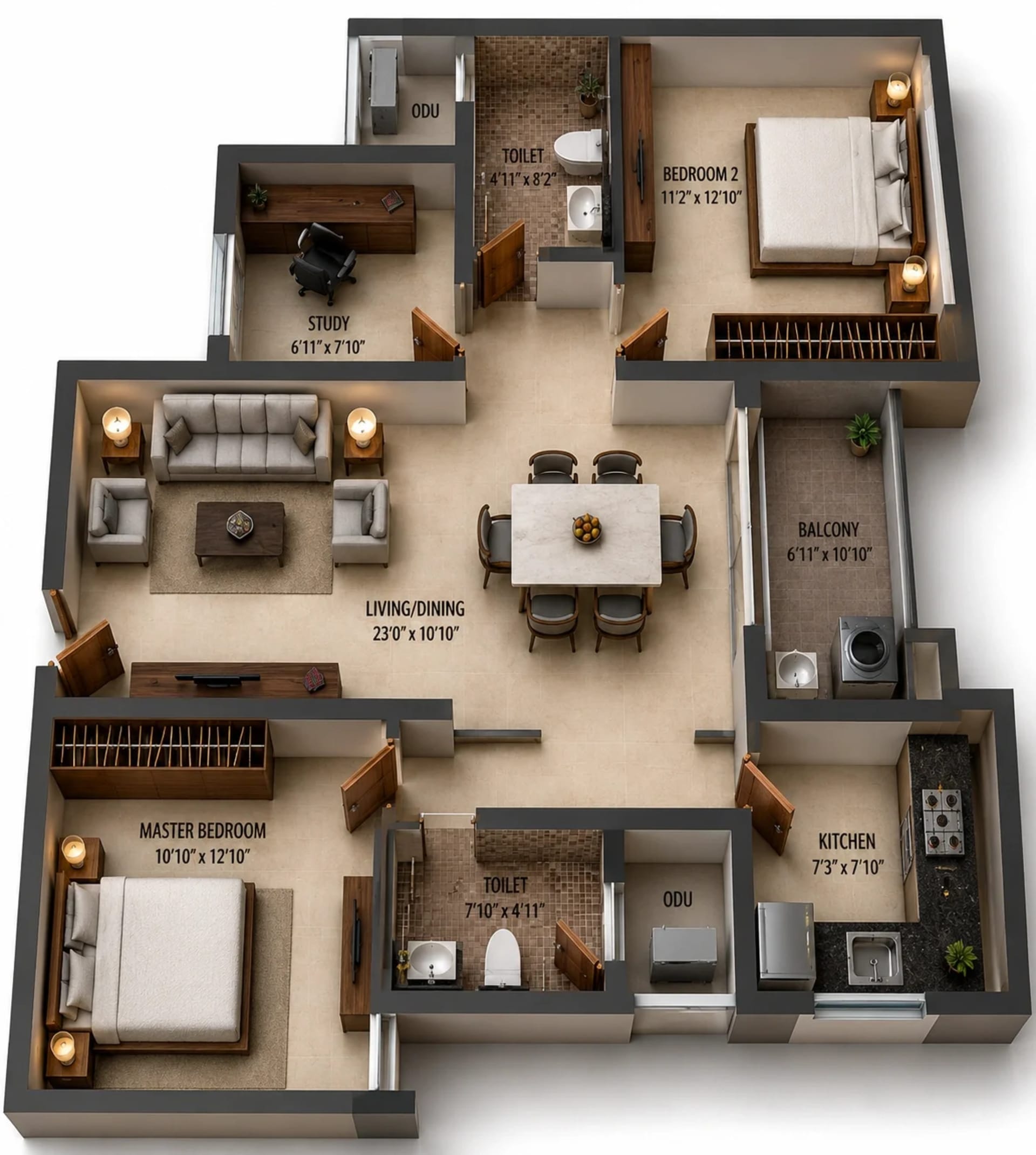 2.5 BHK Apartment Floor Plan – Isha River Front