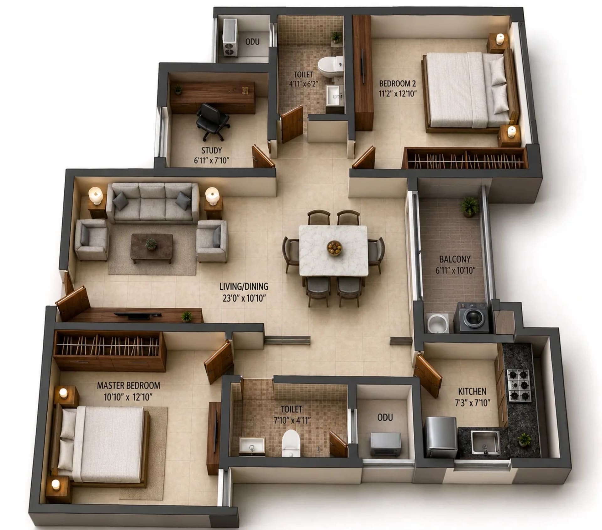 2.5 BHK Apartment Floor Plan – Isha River Front
