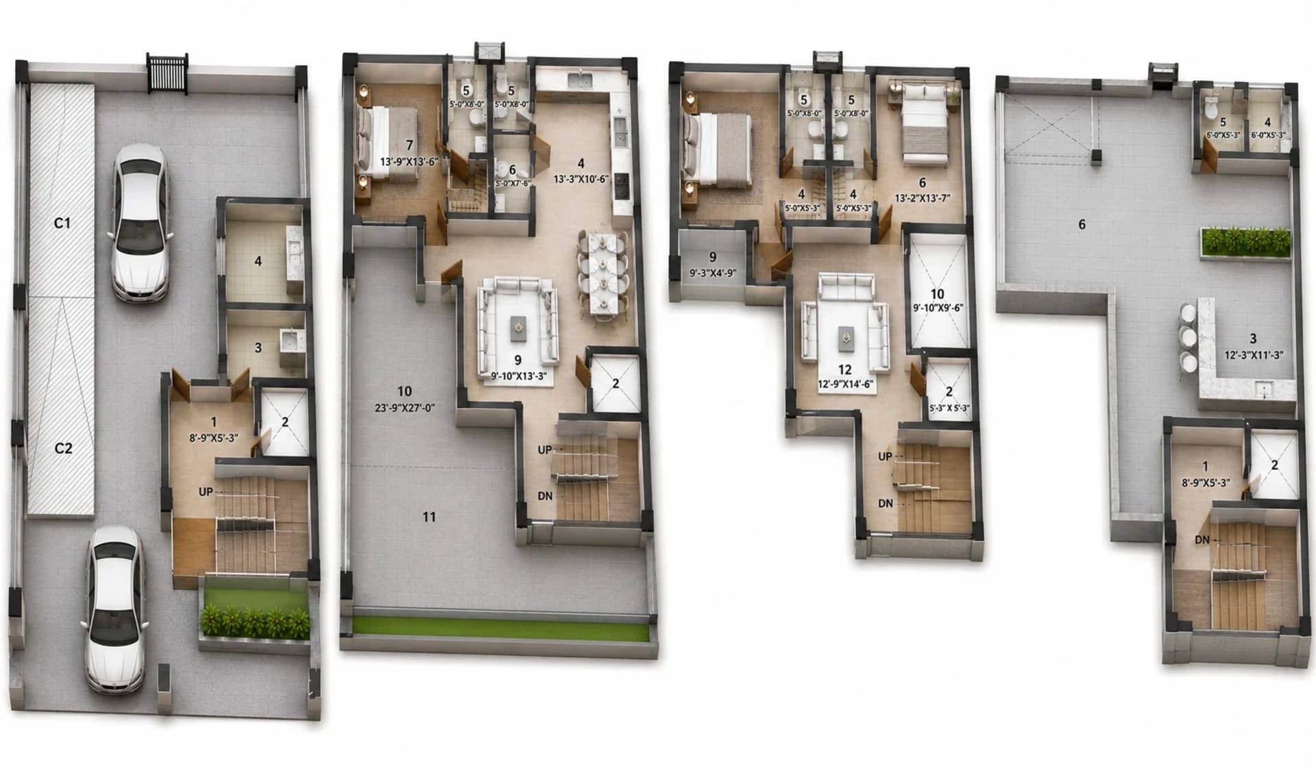 3 BHK Villa Floor Plan – BBCL Allu Brise