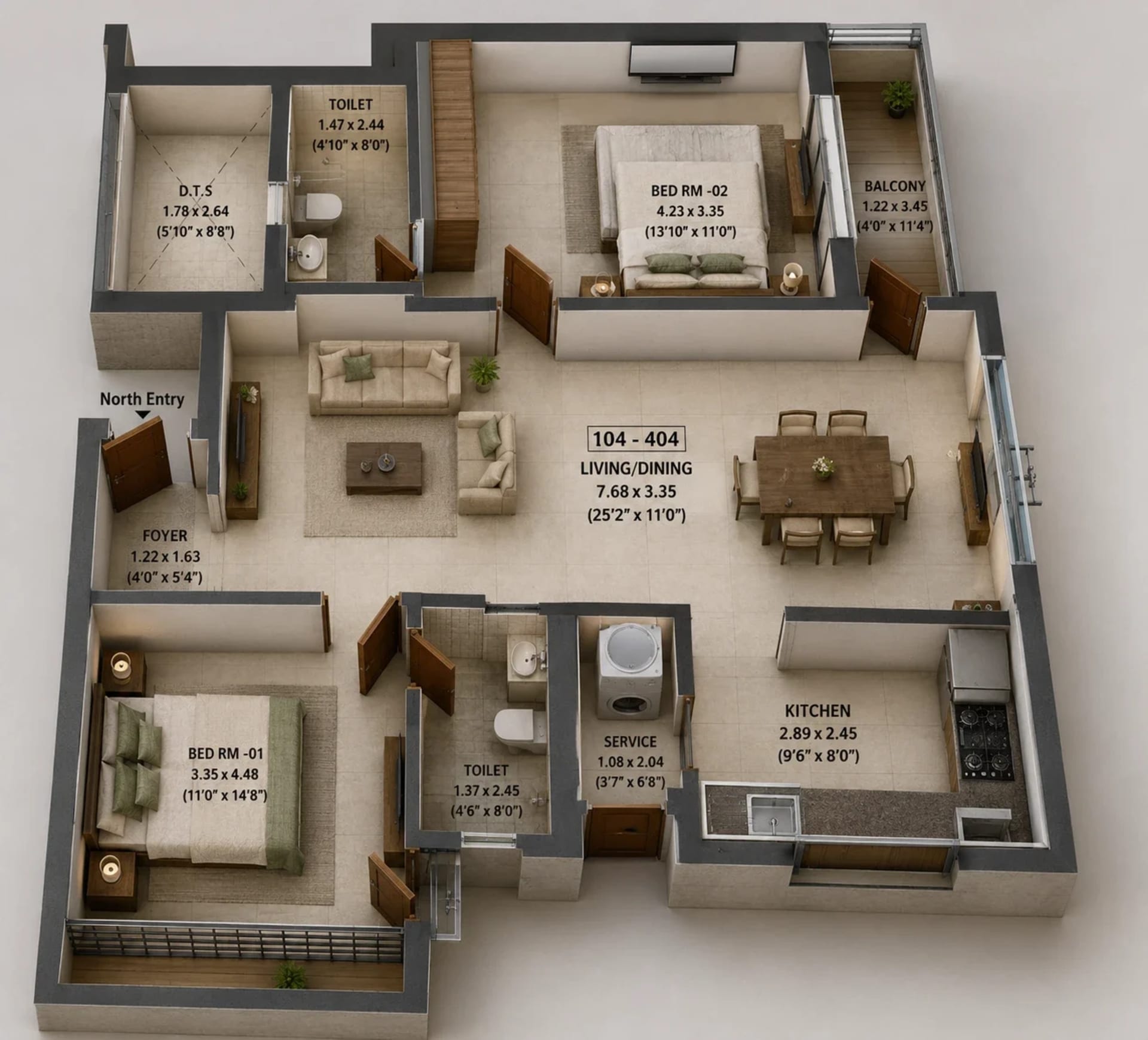 2 BHK Apartment Floor Plan – Urban Tree Excellence