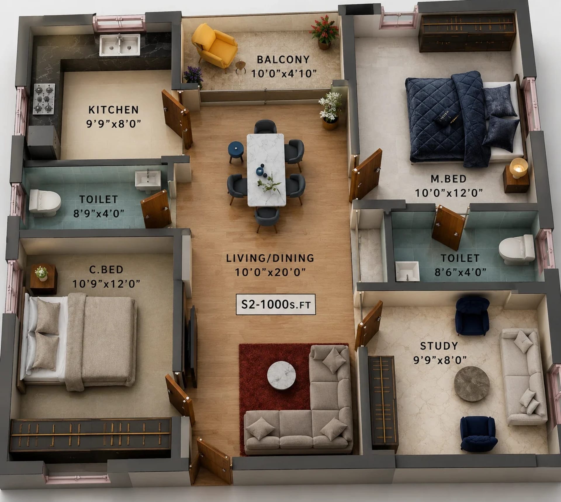 2.5 BHK Apartment Floor Plan – Viva Vishaka