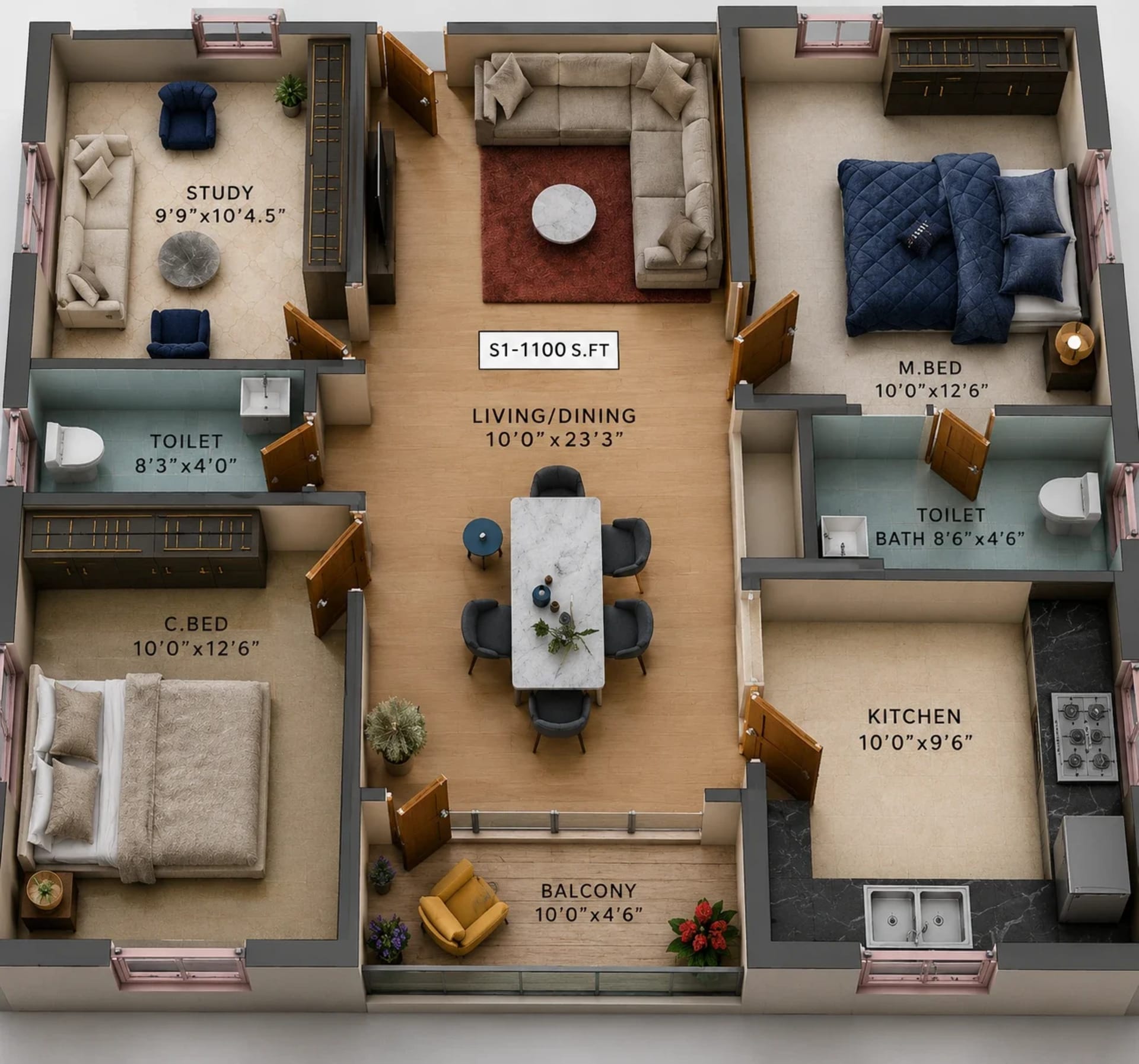 2.5 BHK Apartment Floor Plan – Viva Vishaka