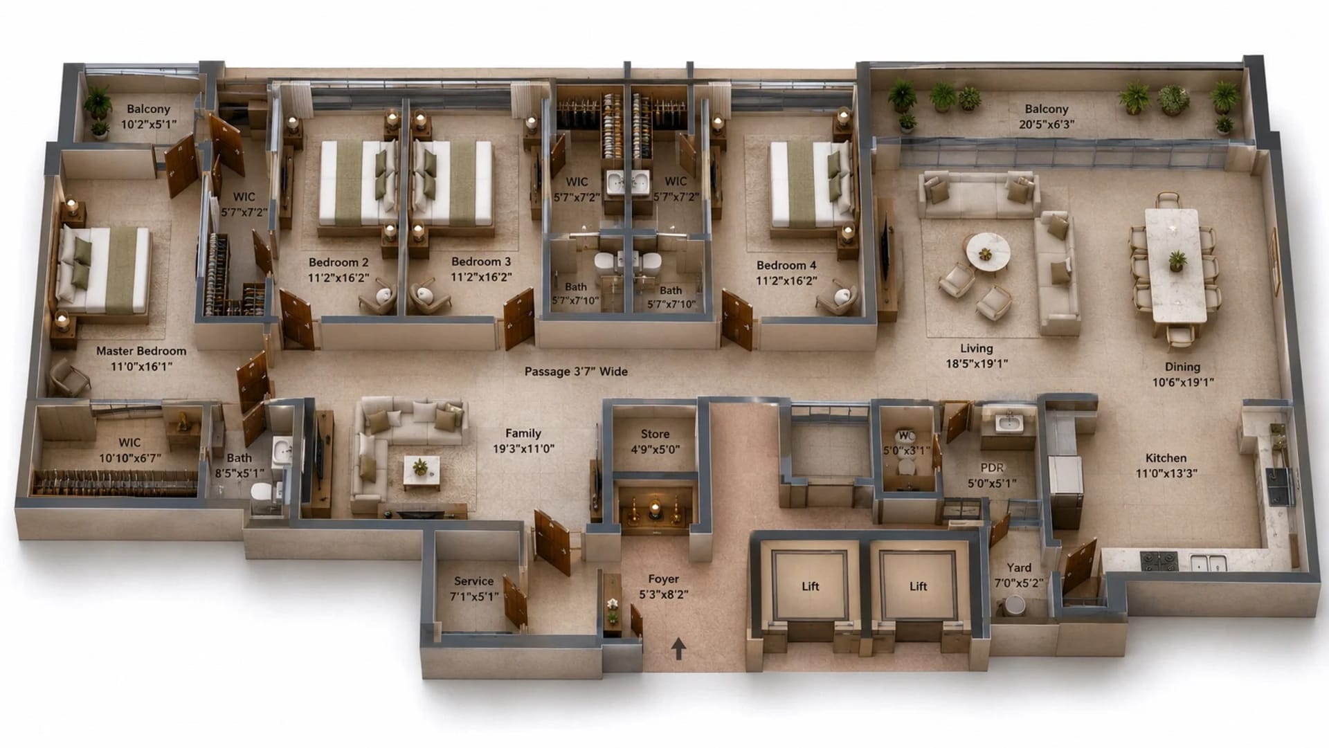 4 BHK Apartment Floor Plan – Appaswamy Malkoha