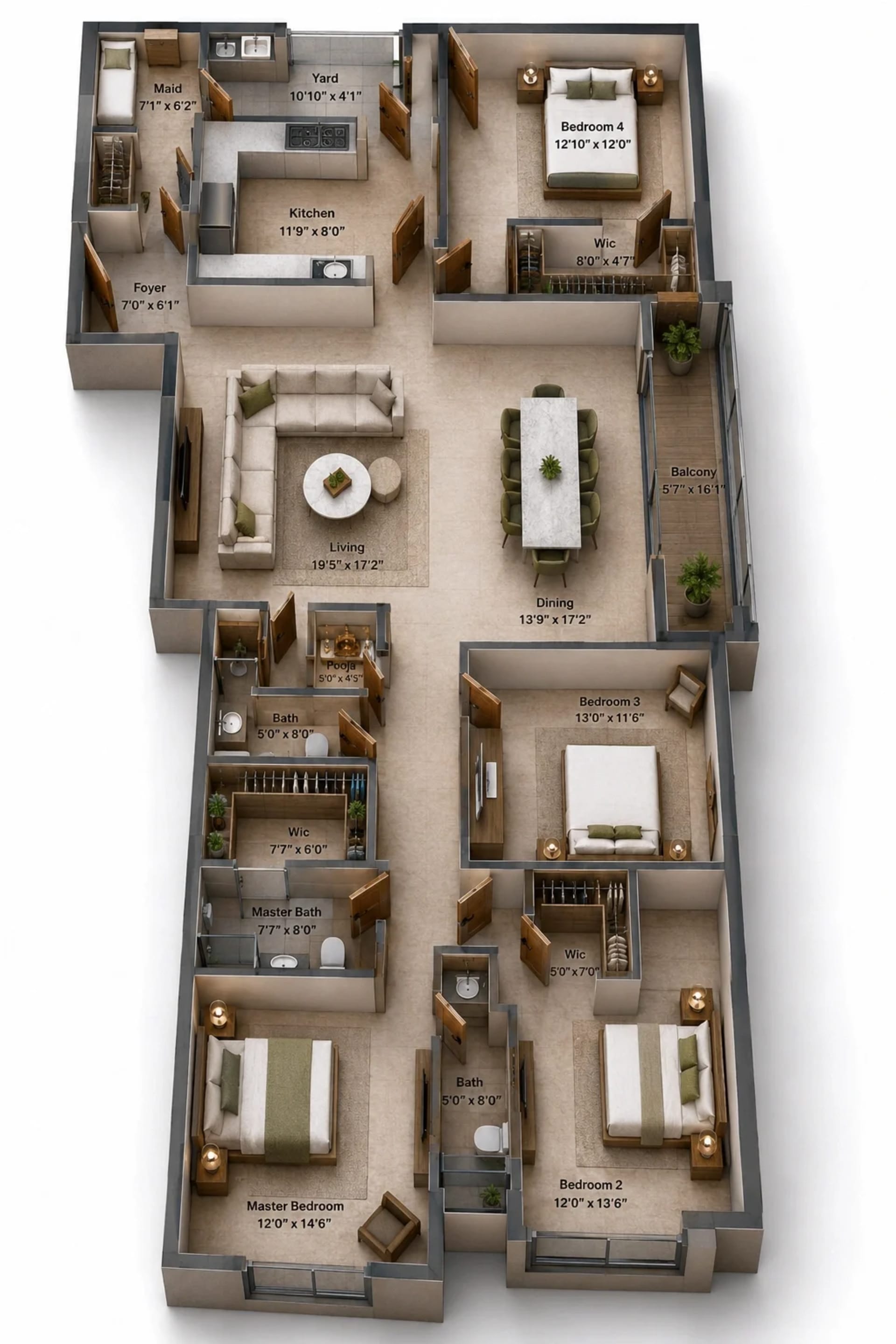 4 BHK Apartment Floor Plan – Appaswamy Malkoha