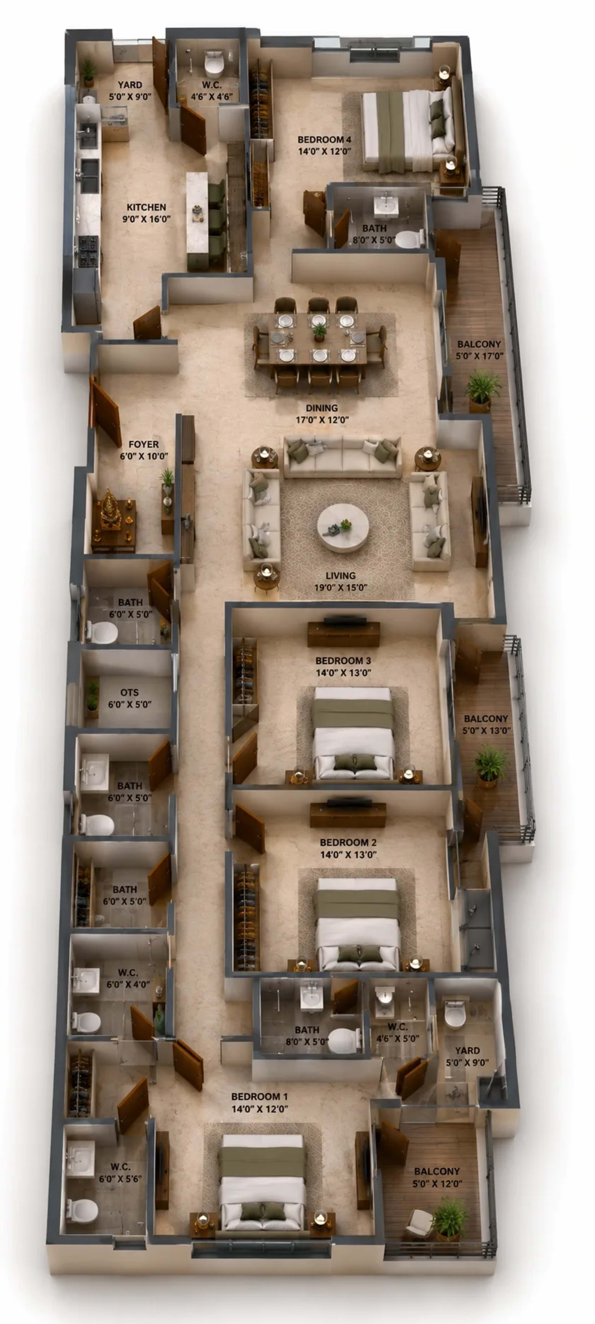 4 BHK Apartment Floor Plan – Appaswamy Kamadhenu