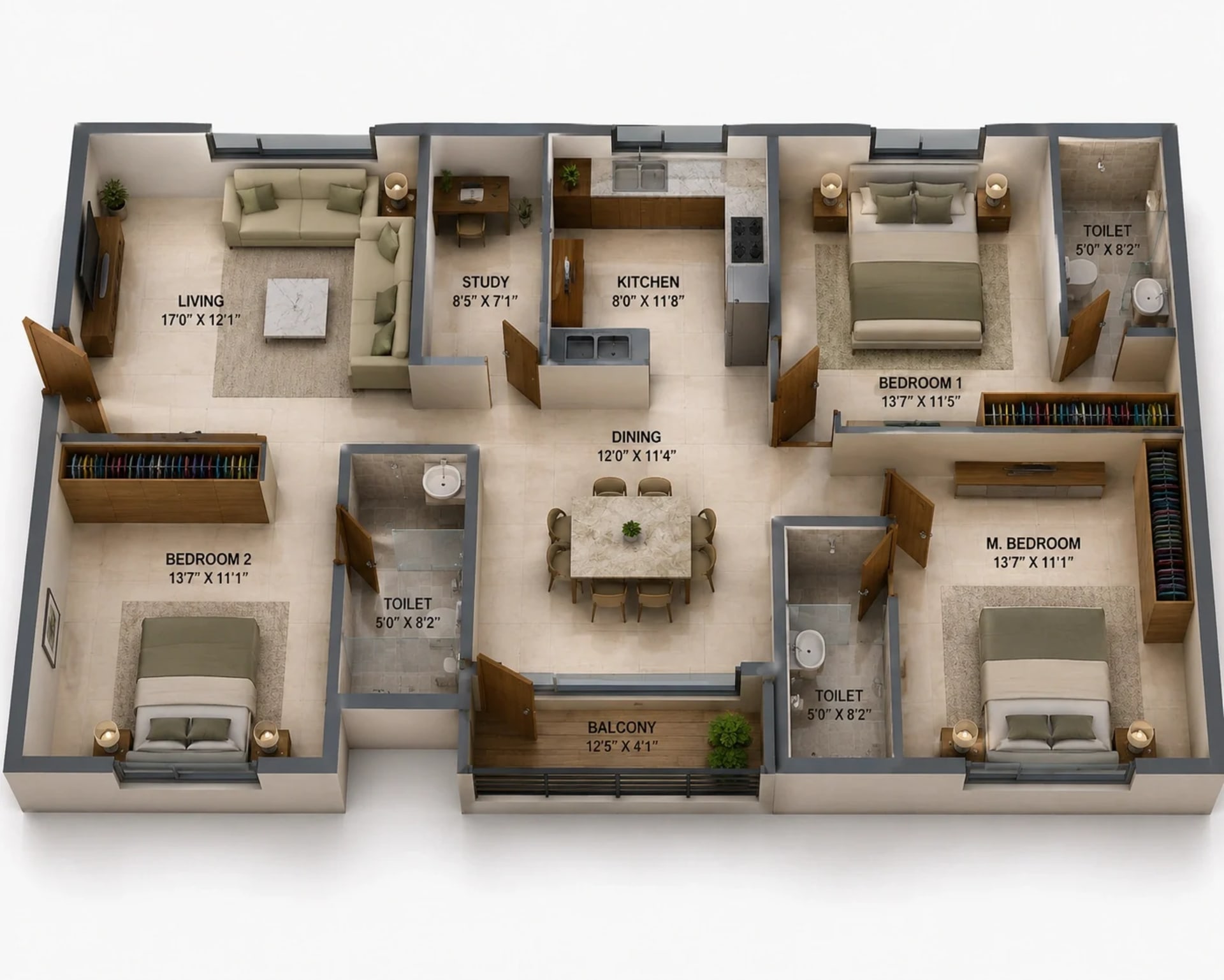 3 BHK Apartment Floor Plan – Appaswamy Avalon