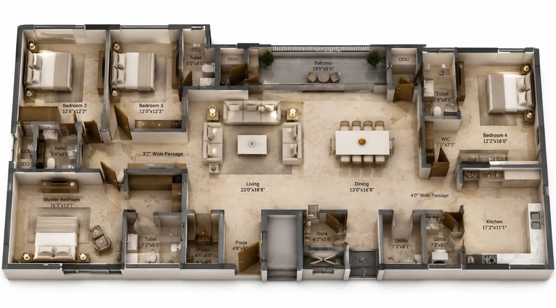 4 BHK Apartment Floor Plan – Appaswamy Belmont Residences