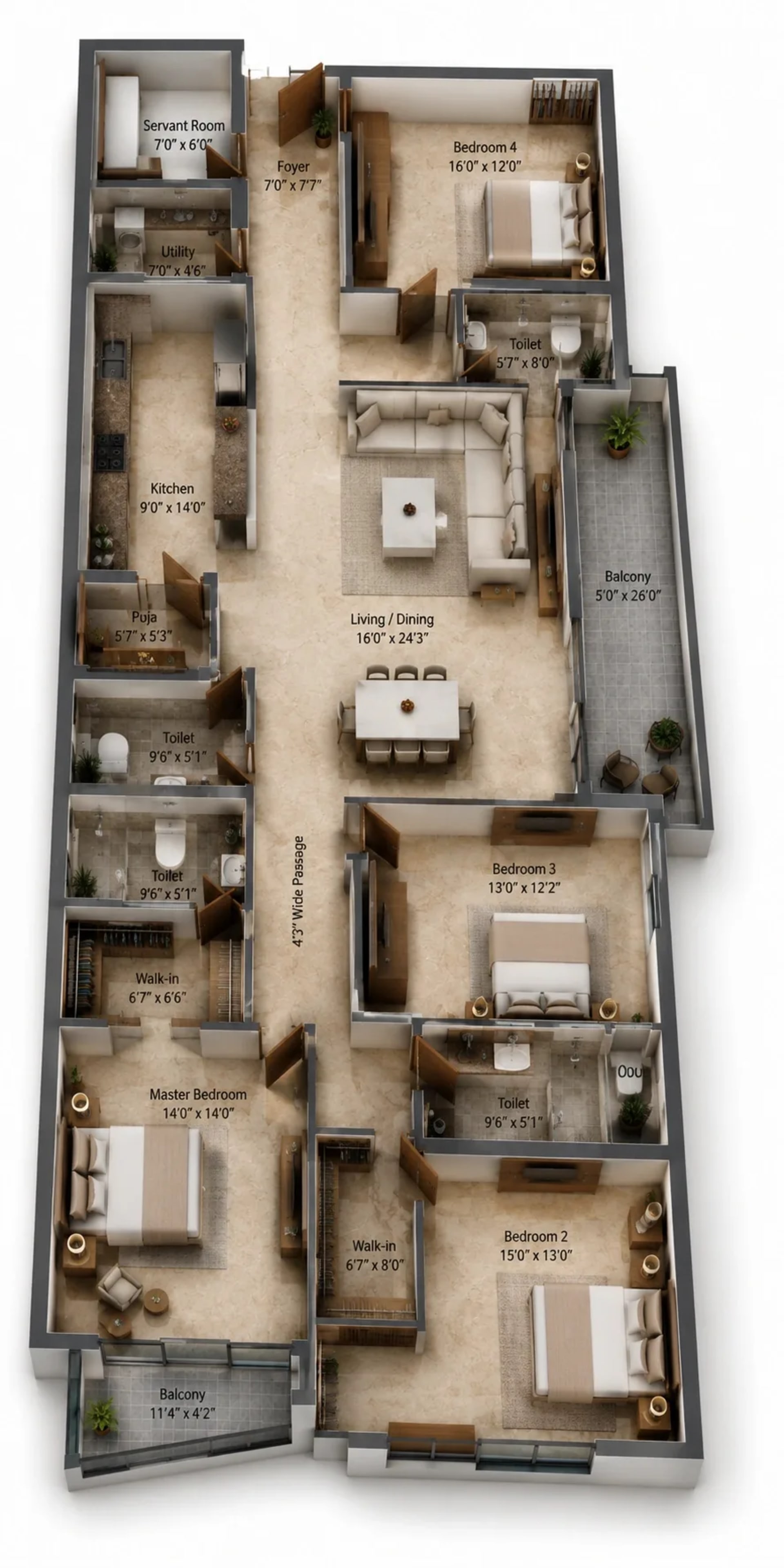 4 BHK Apartment Floor Plan – Appaswamy Belmont Residences