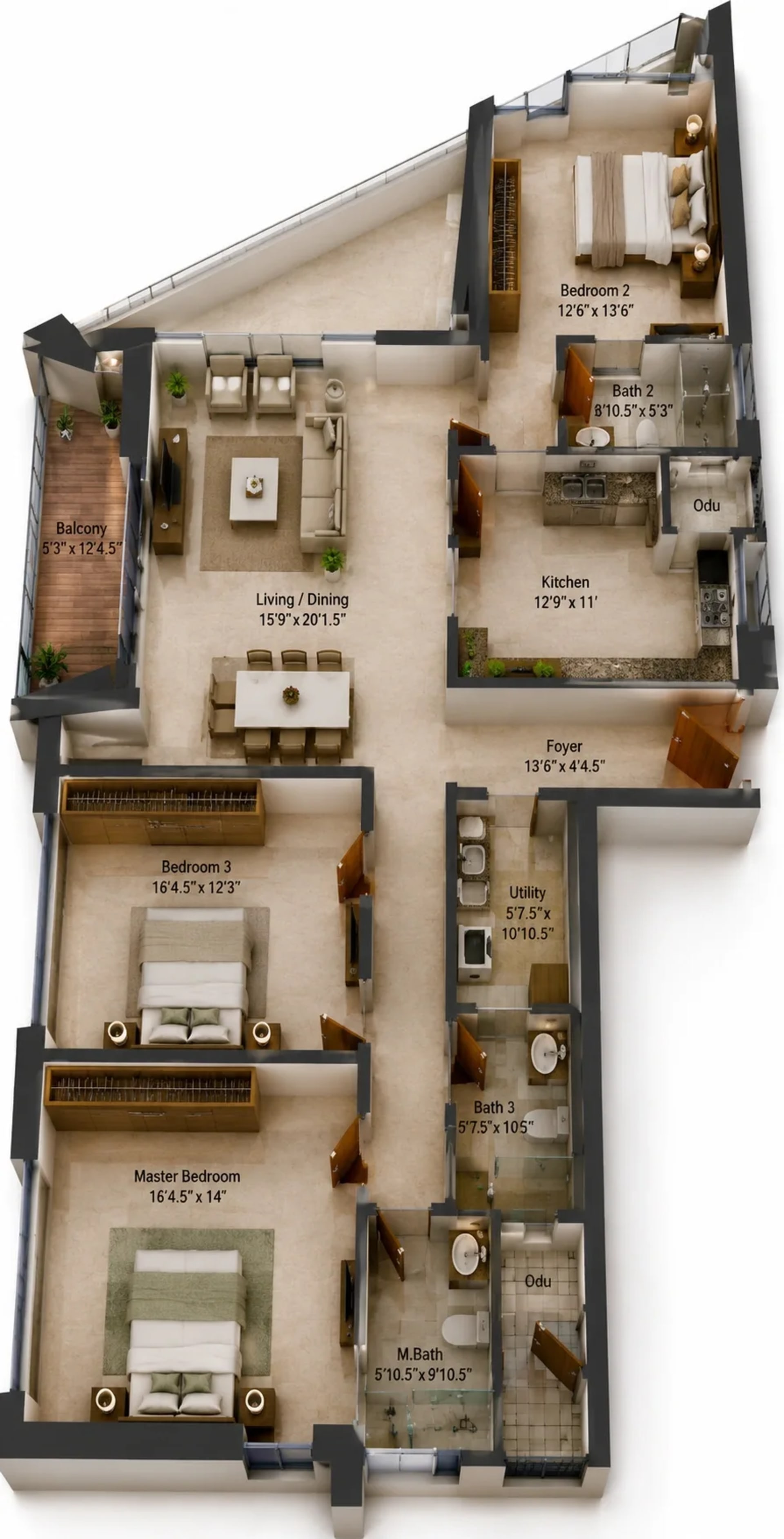 3 BHK Apartment Floor Plan – Appaswamy Altezza