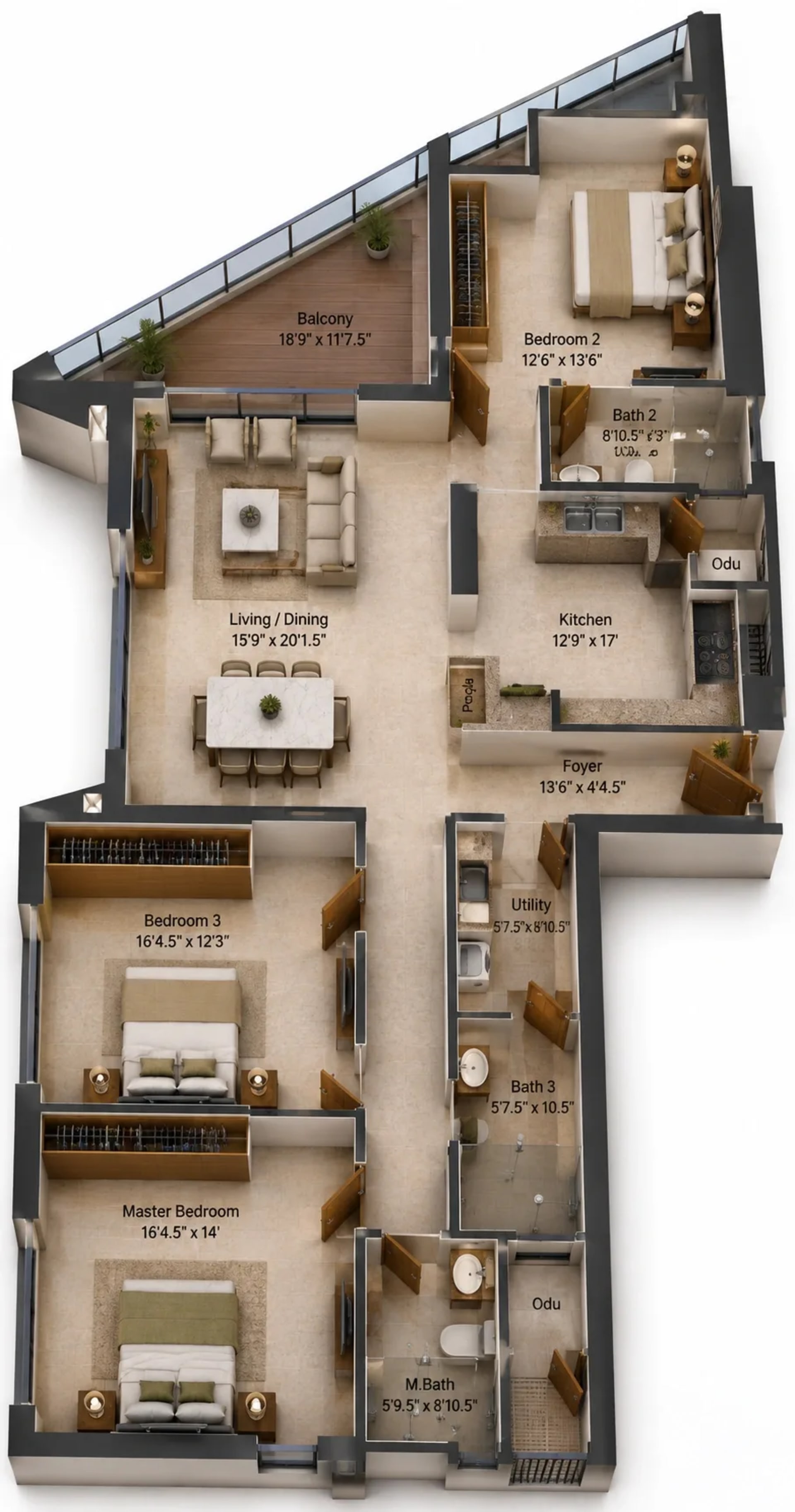 3 BHK Apartment Floor Plan – Appaswamy Altezza