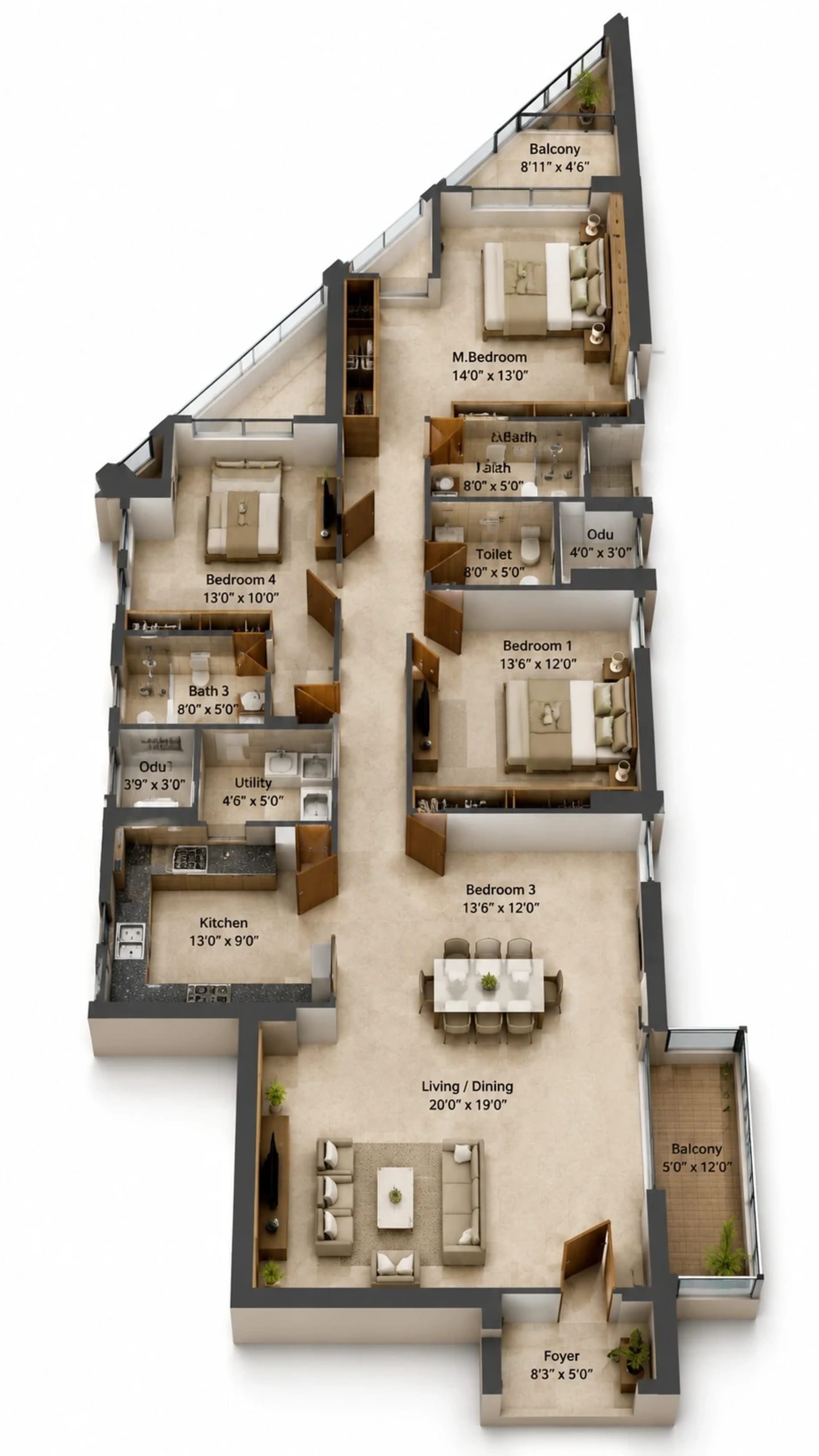 4 BHK Apartment Floor Plan – Appaswamy Altezza