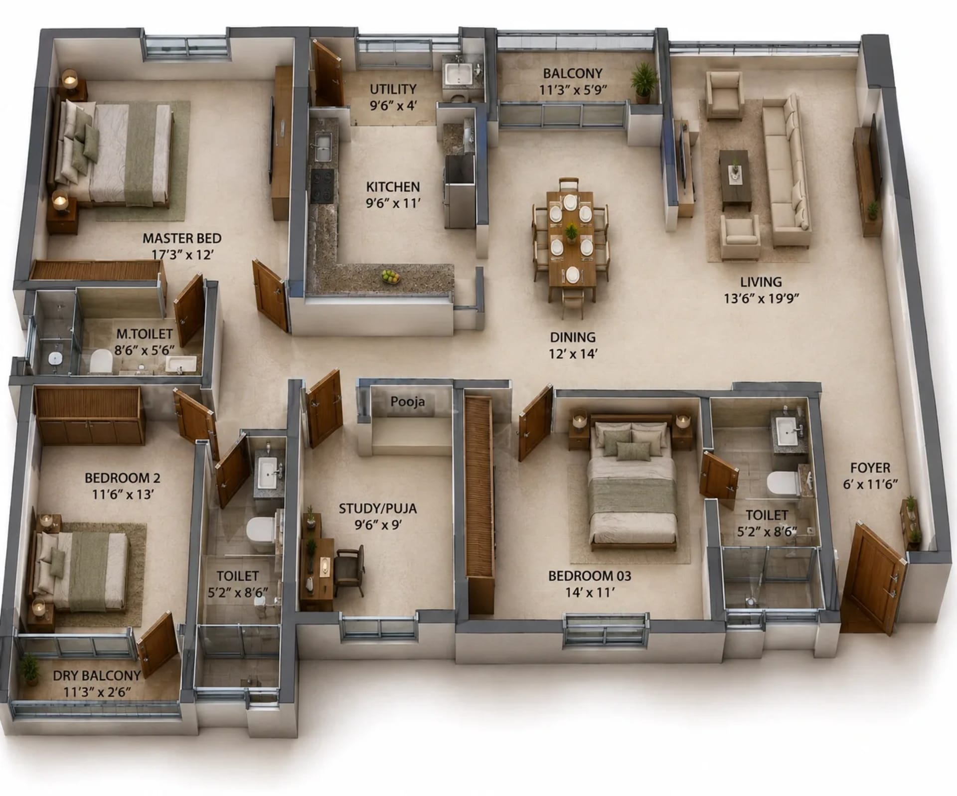 4 BHK Apartment Floor Plan – Appaswamy The Broadstone