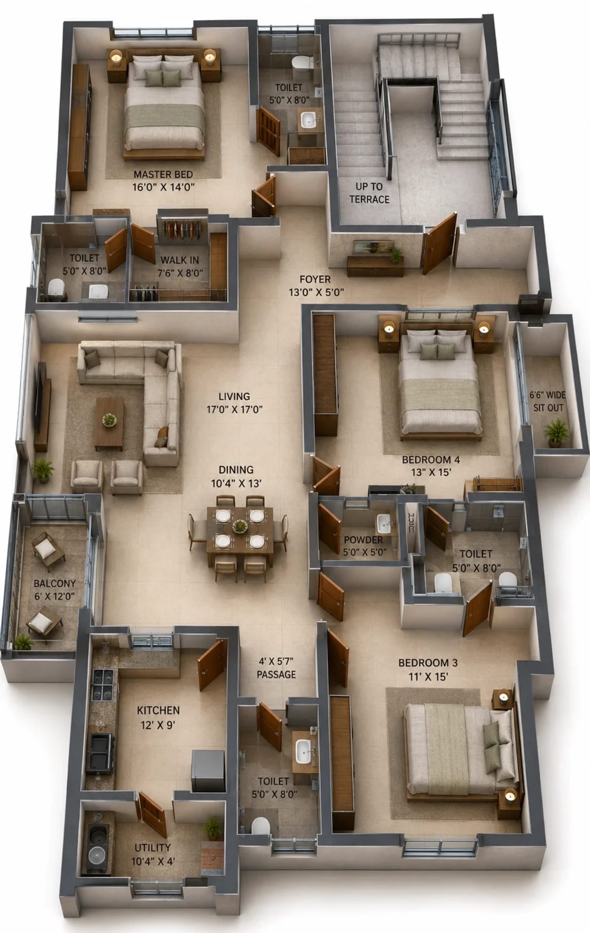 3 BHK Apartment Floor Plan – Appaswamy The Broadstone