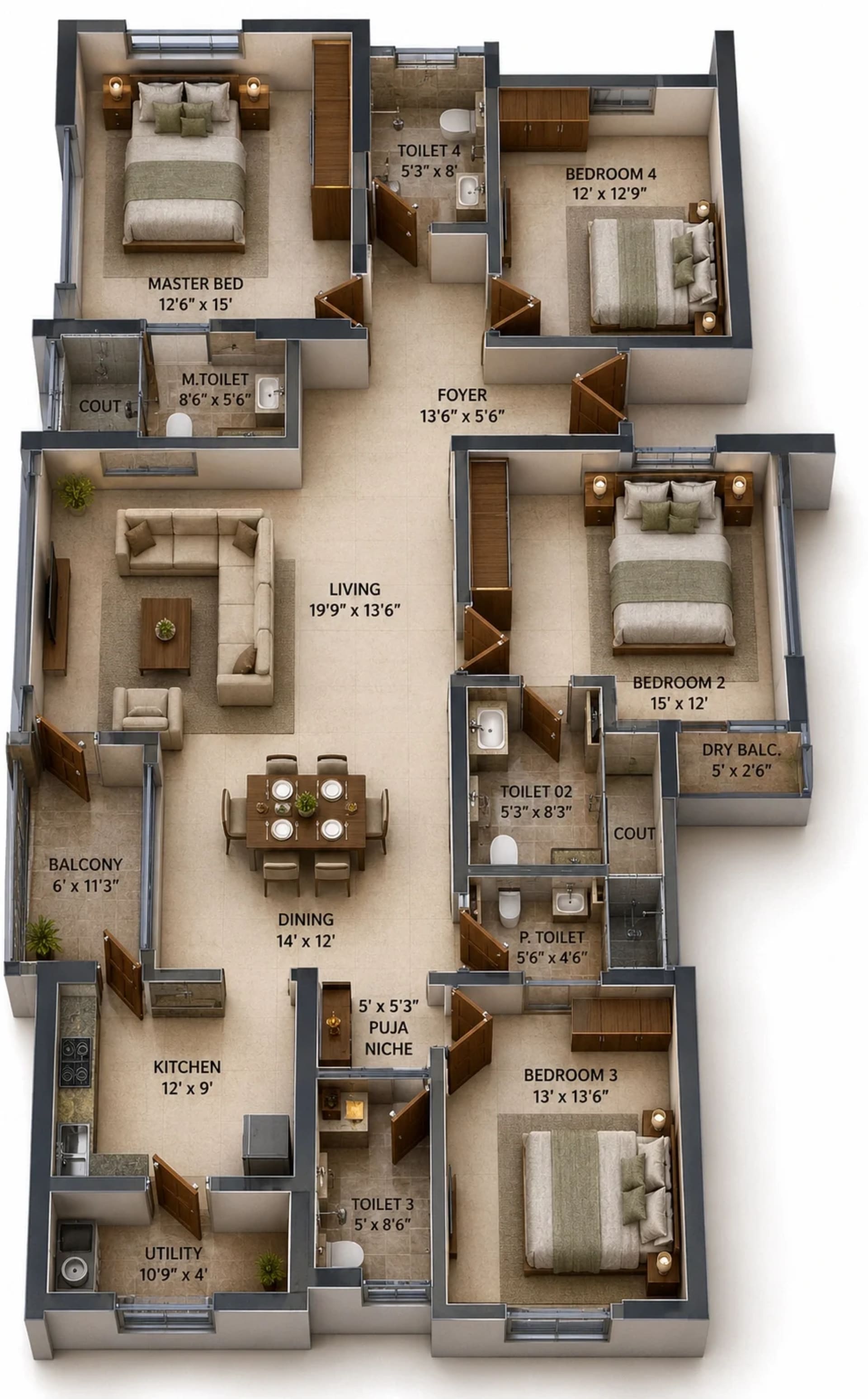 4 BHK Apartment Floor Plan – Appaswamy The Broadstone
