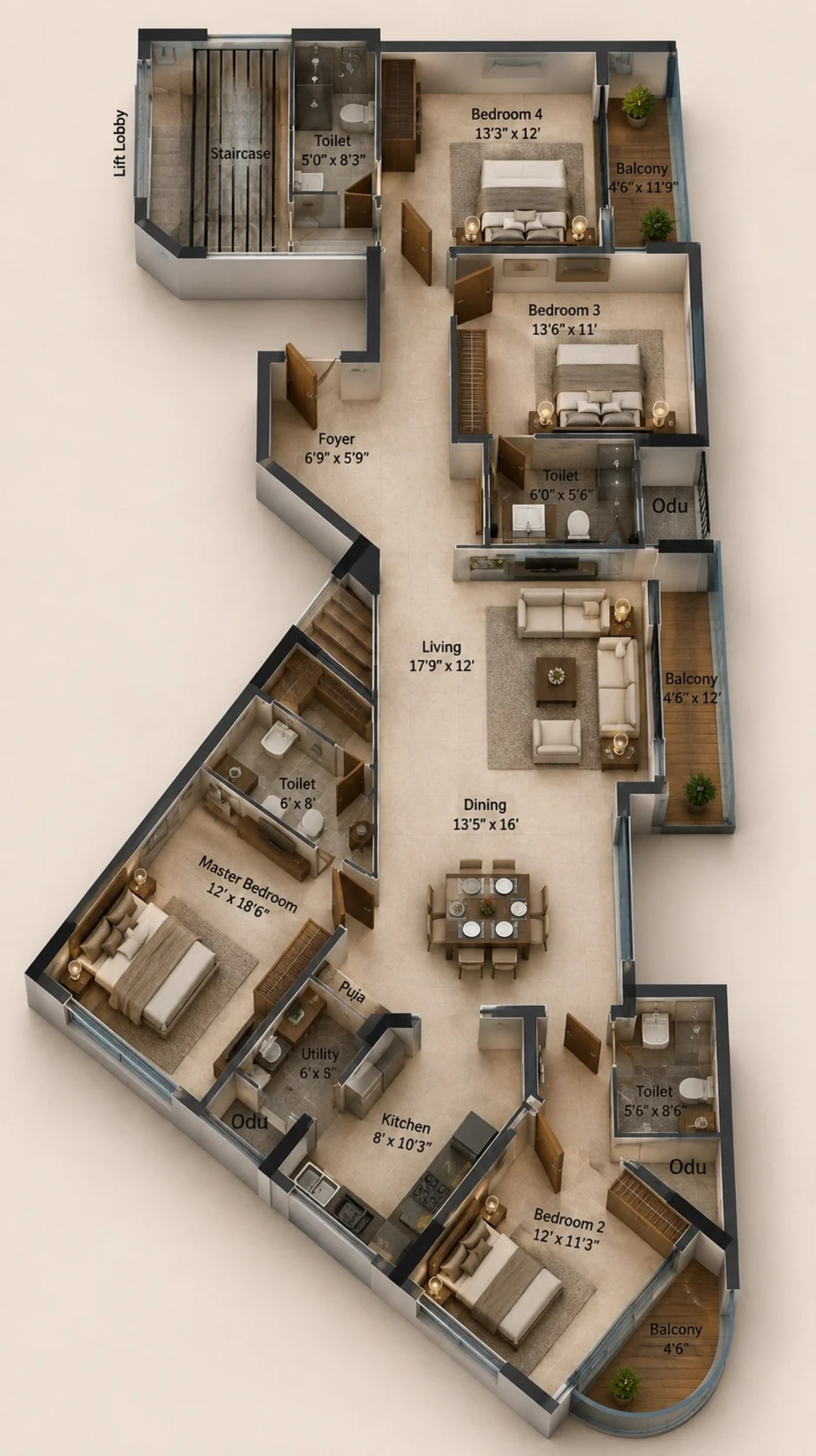 4 BHK Apartment Floor Plan – Appaswamy Parkhouse Mews