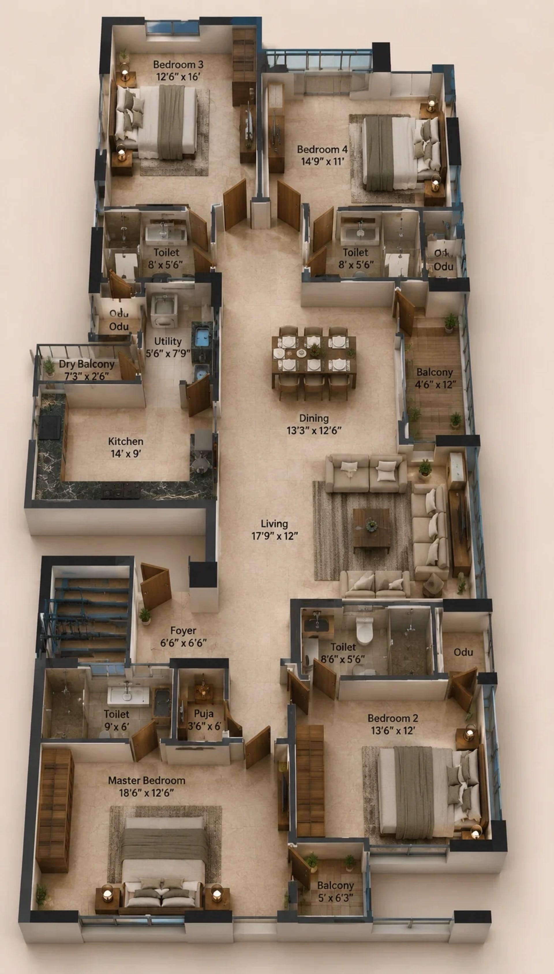 4 BHK Apartment Floor Plan – Appaswamy Parkhouse Mews