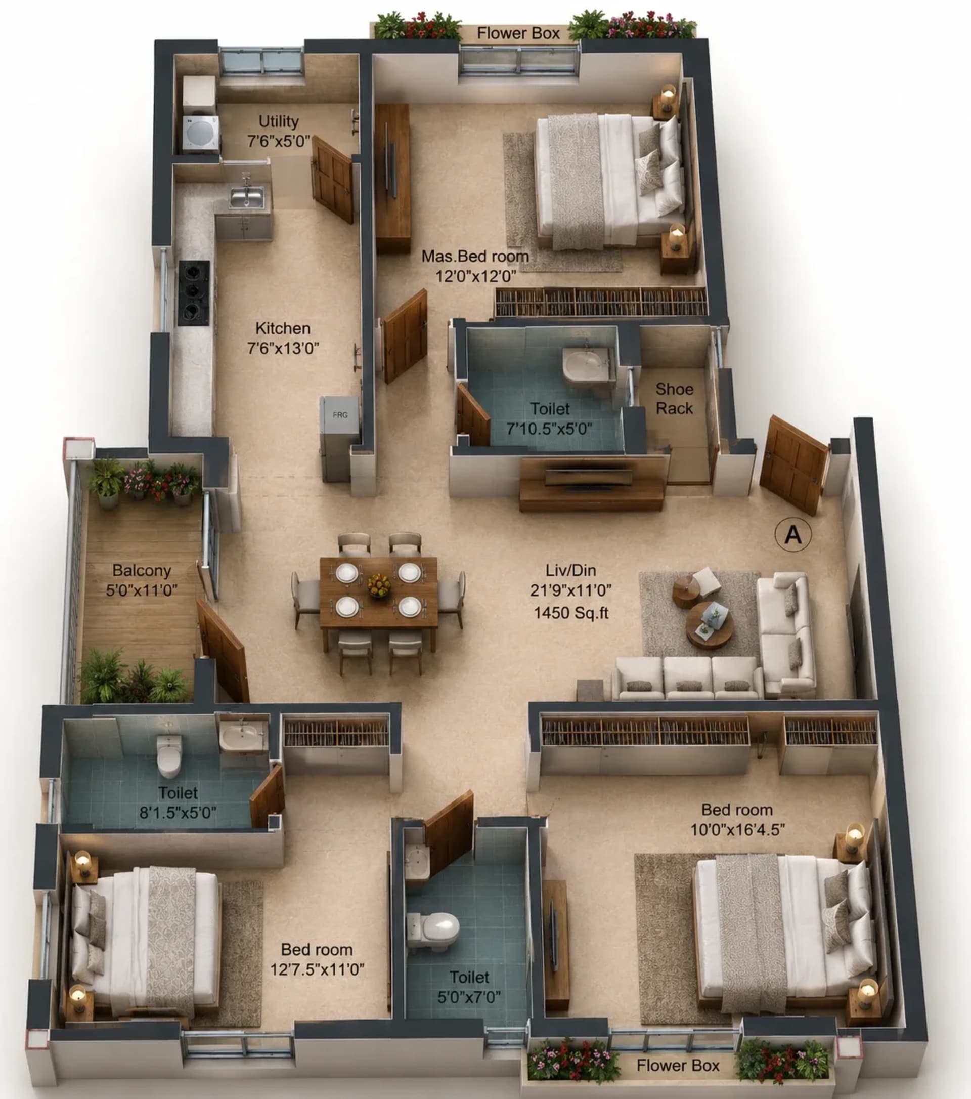 3 BHK Apartment Floor Plan – Pushkars Skanda