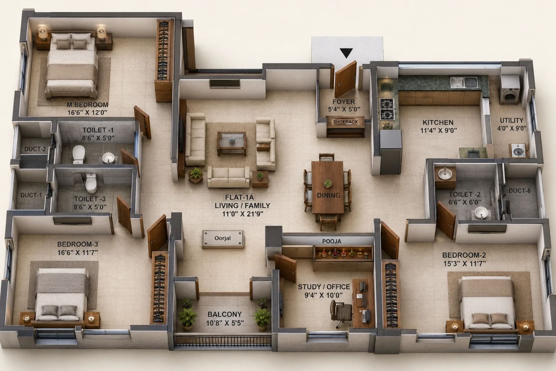 3.5 BHK Apartment Floor Plan – Ramaniyam Regal