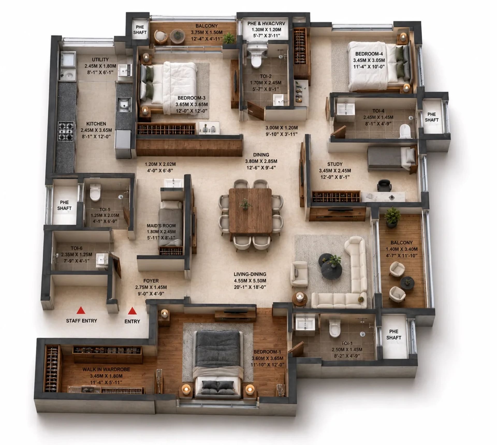 3.5 BHK Apartment Floor Plan – Brigade Altius