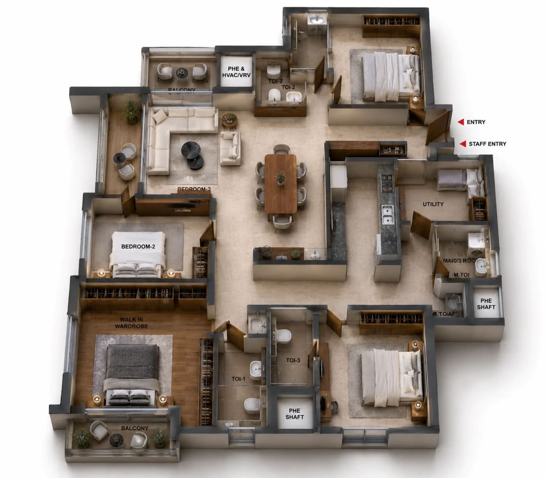 4 BHK Apartment Floor Plan – Brigade Altius