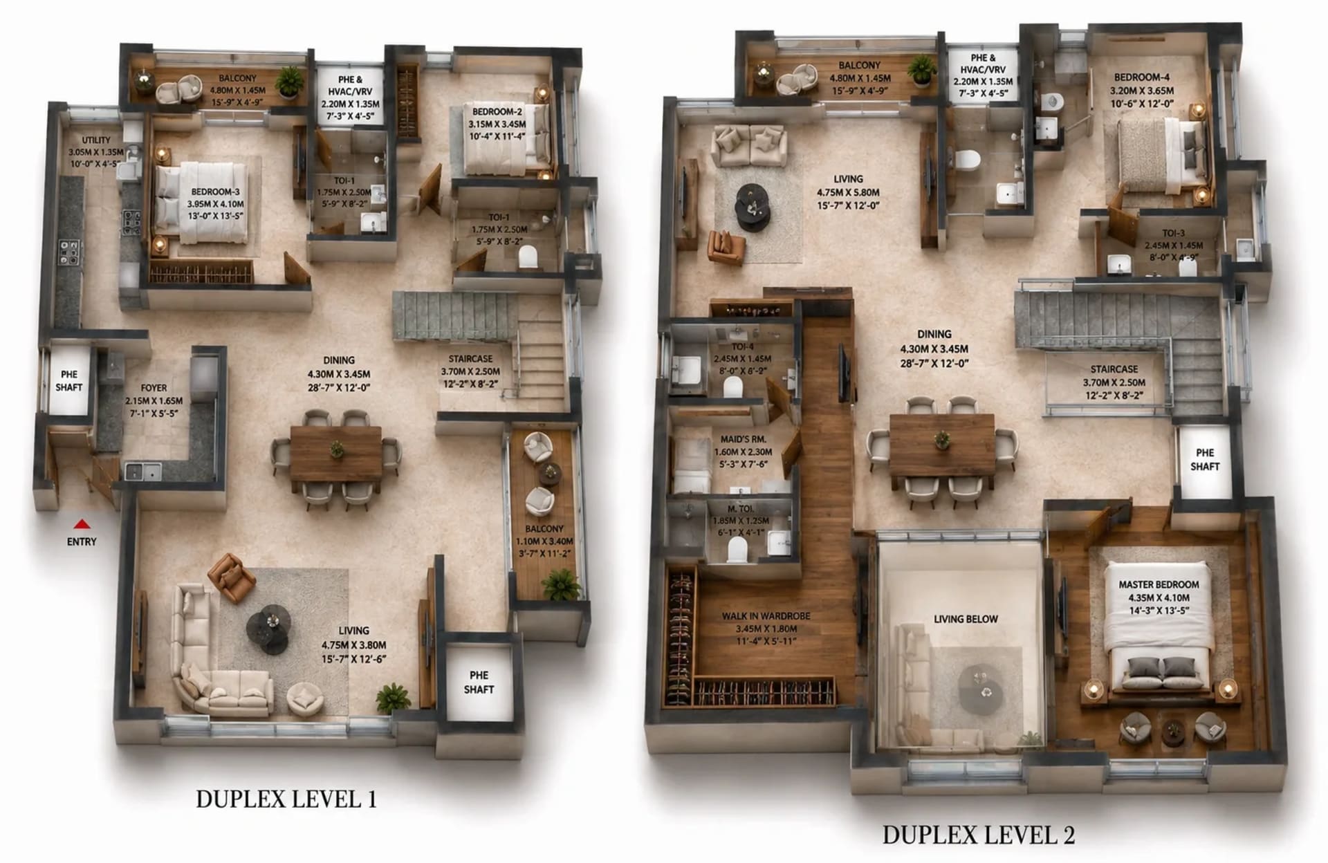 4.5 BHK Duplex Floor Plan – Brigade Altius