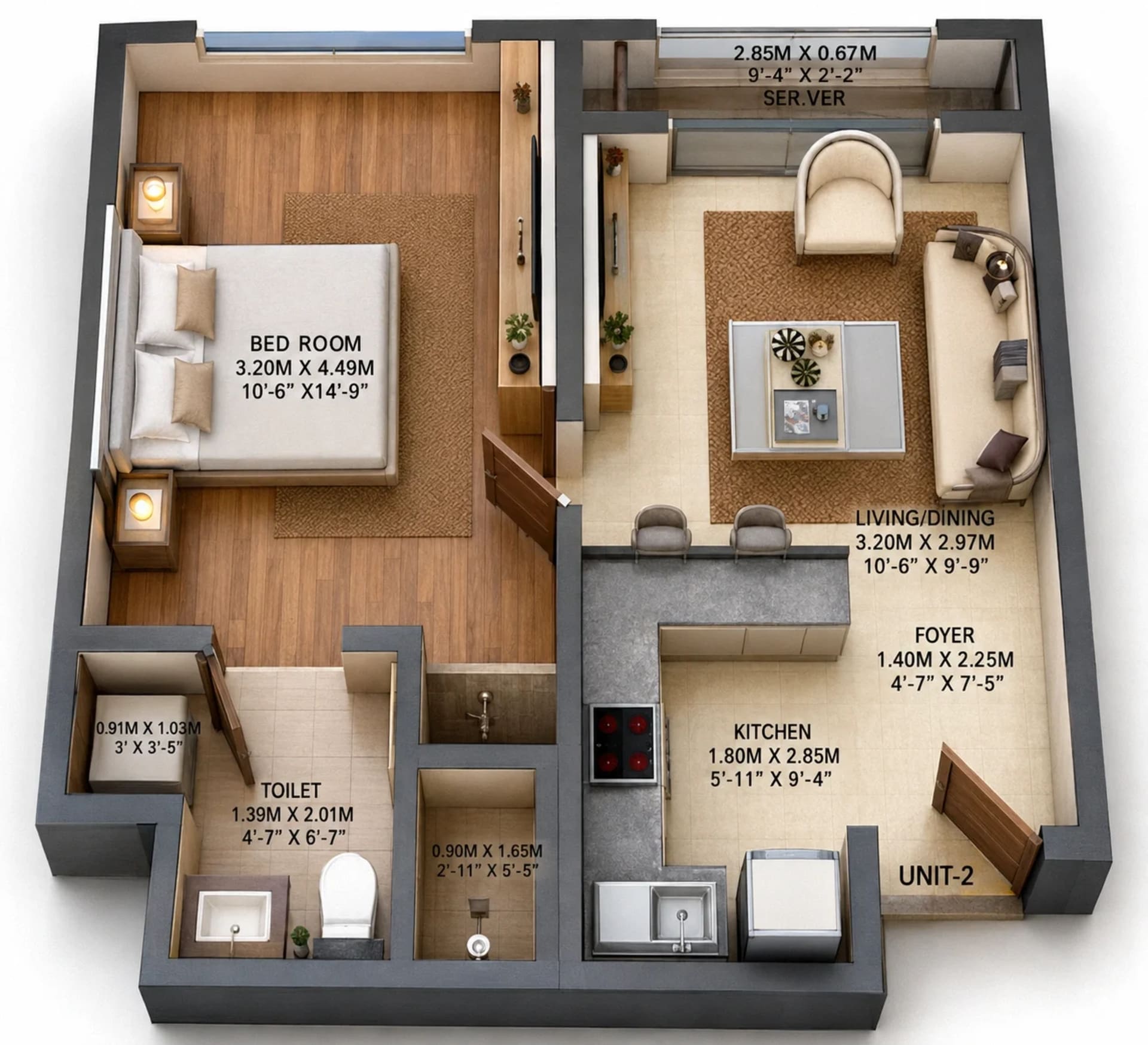1 BHK Apartment Floor Plan – Nebula at Brigade Residences