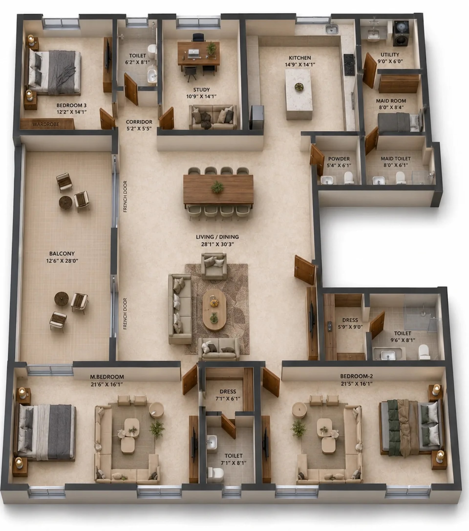 4 BHK Apartment Floor Plan – Bhaggyam Dharini
