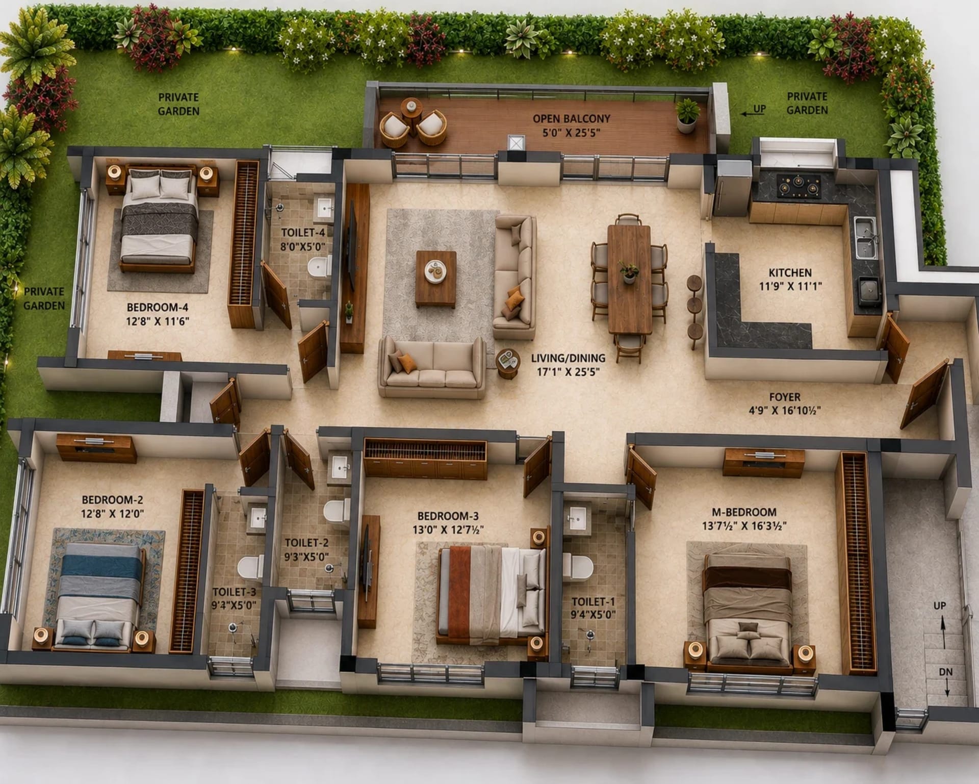 4 BHK Apartment Floor Plan – KG Bliss On The Bay
