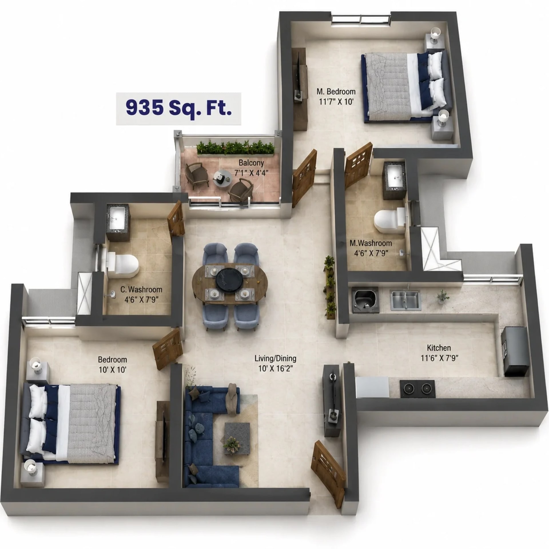 2 BHK Apartment Floor Plan – Shriram Codename Pudhiya Chennai