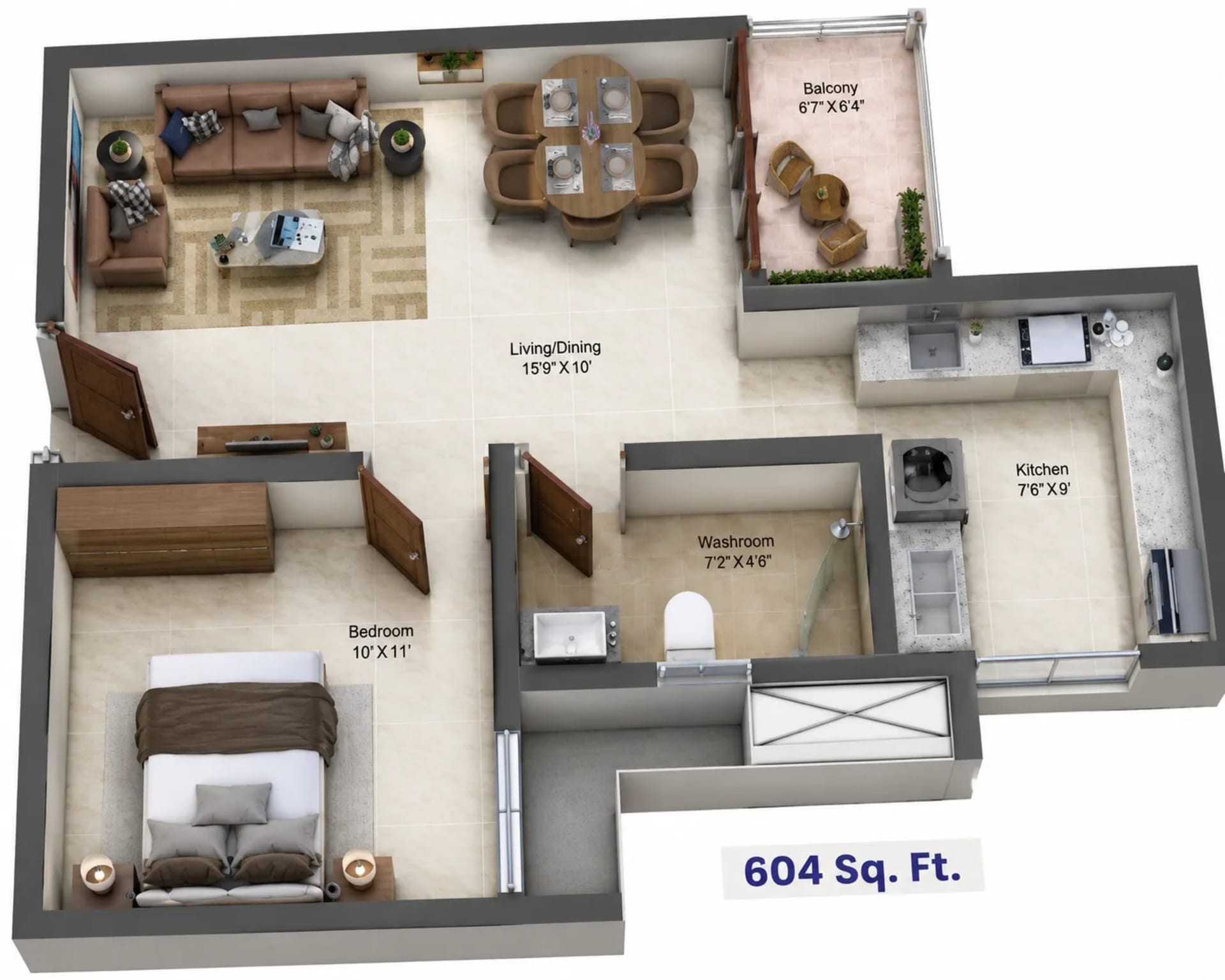 1 BHK Apartment Floor Plan – Shriram Codename Pudhiya Chennai
