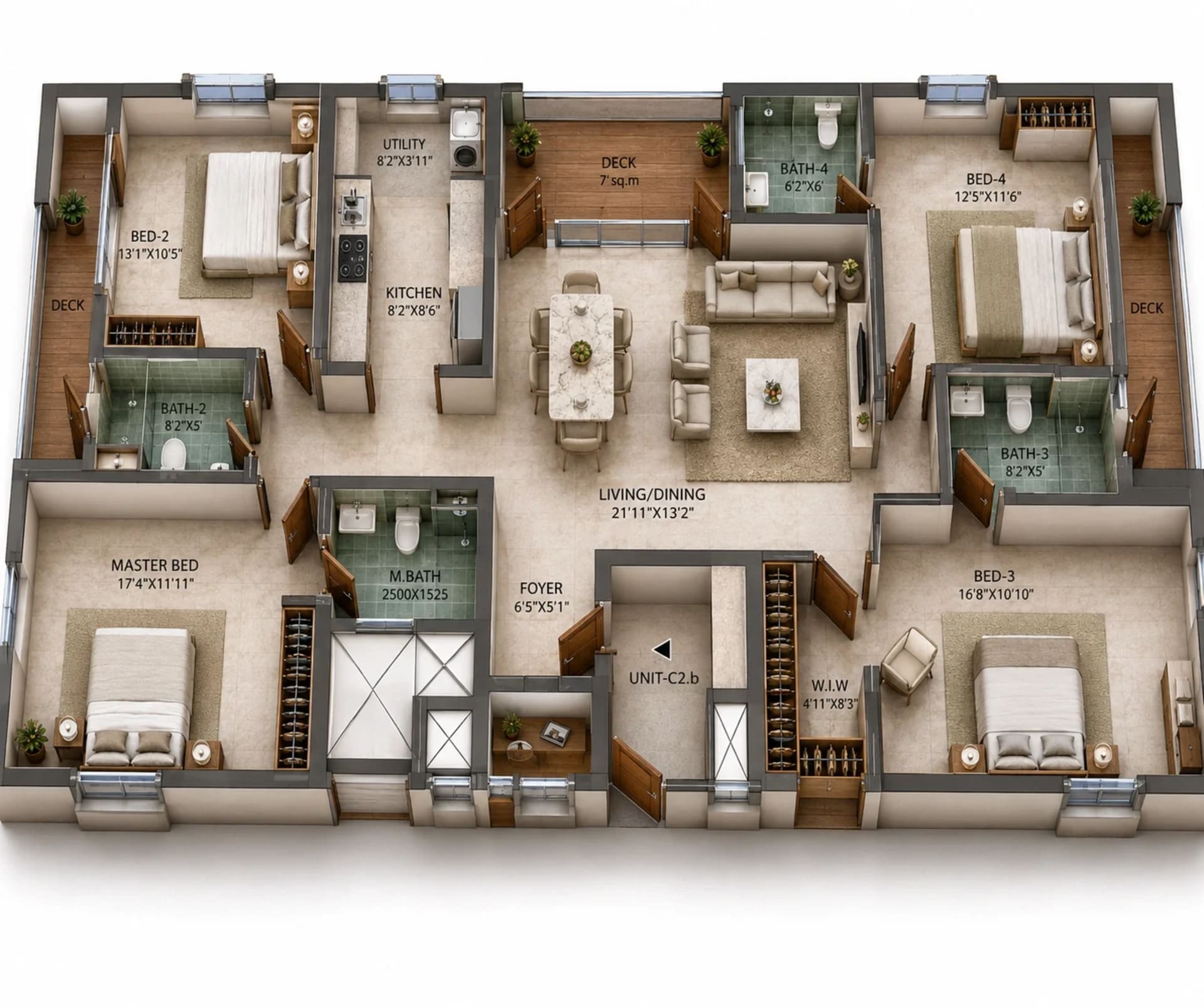 4 BHK Apartment Floor Plan – Kochar Jewel