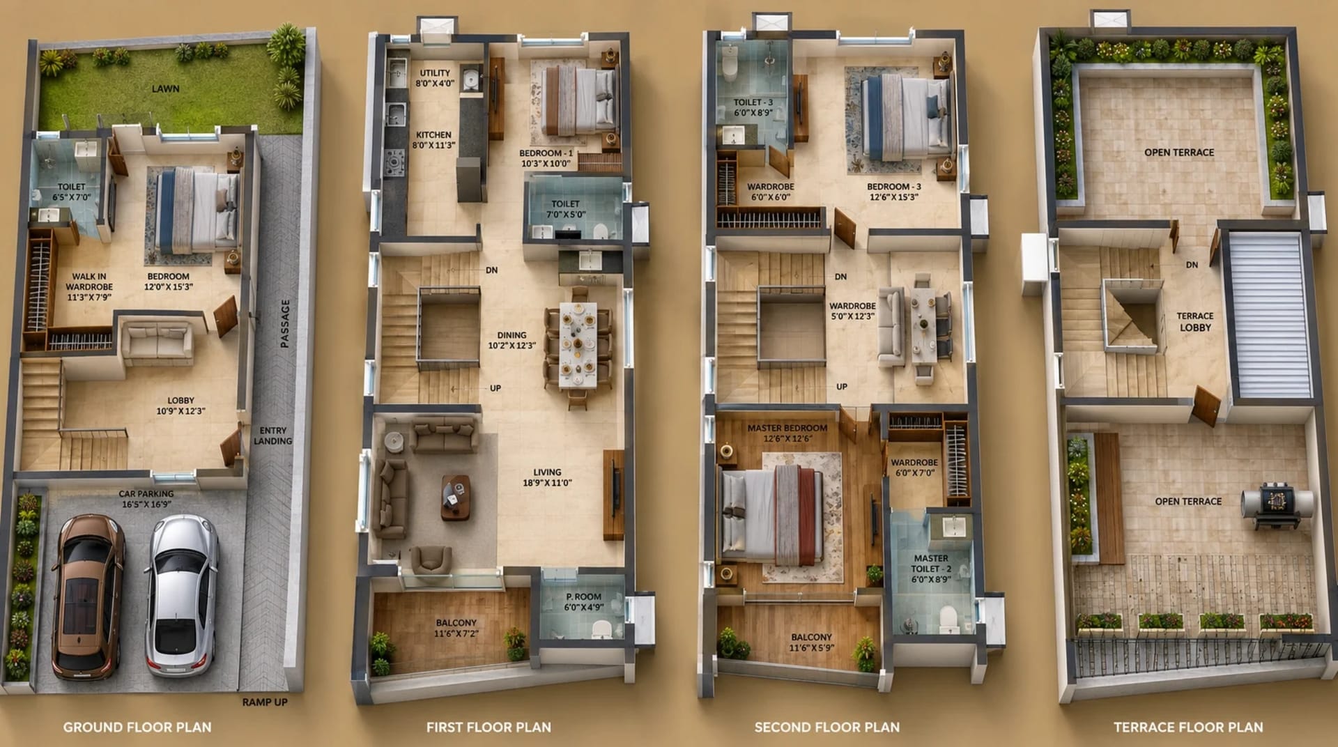 4 BHK Apartment Floor Plan – Lifestyle Villa One Phase 2